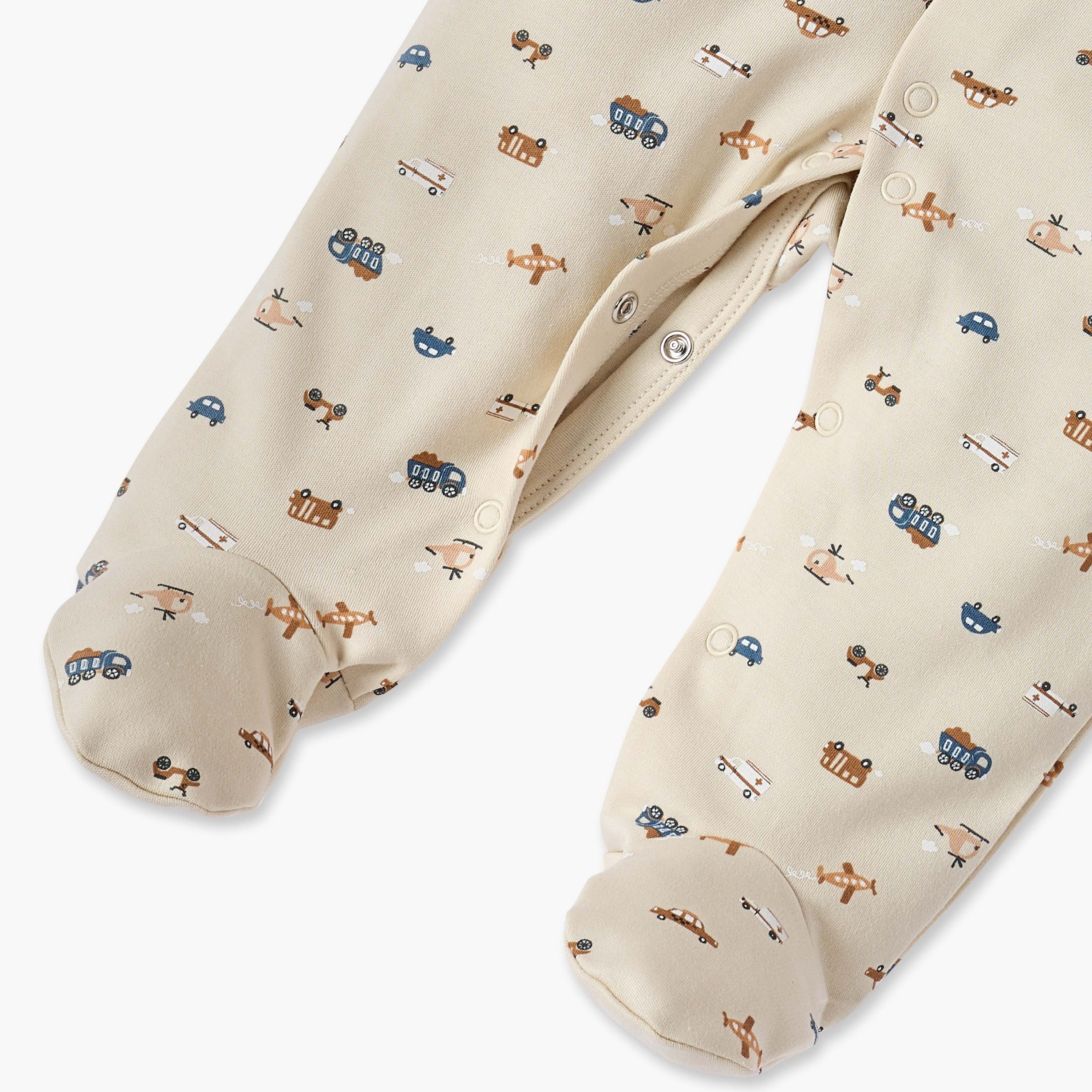 Juniors All-Over Vehicle Print Closed Feet Sleepsuit with Long Sleeves-baby-boys-clothing-nightwear-sleepsuits-image-4