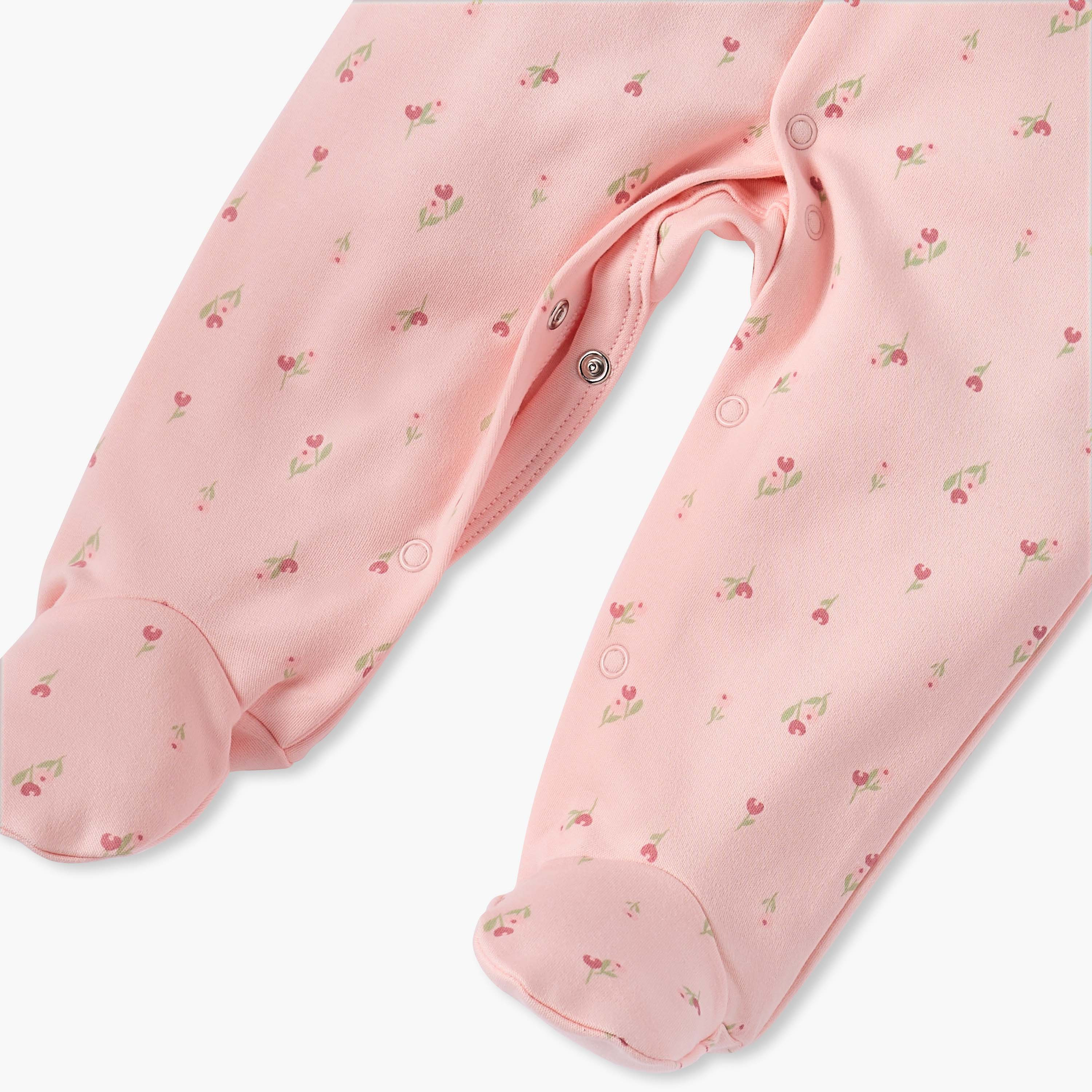 Juniors Floral Print Sleepsuit with Collar and Button Closure-baby-girls-clothing-nightwear-sleepsuits-image-4