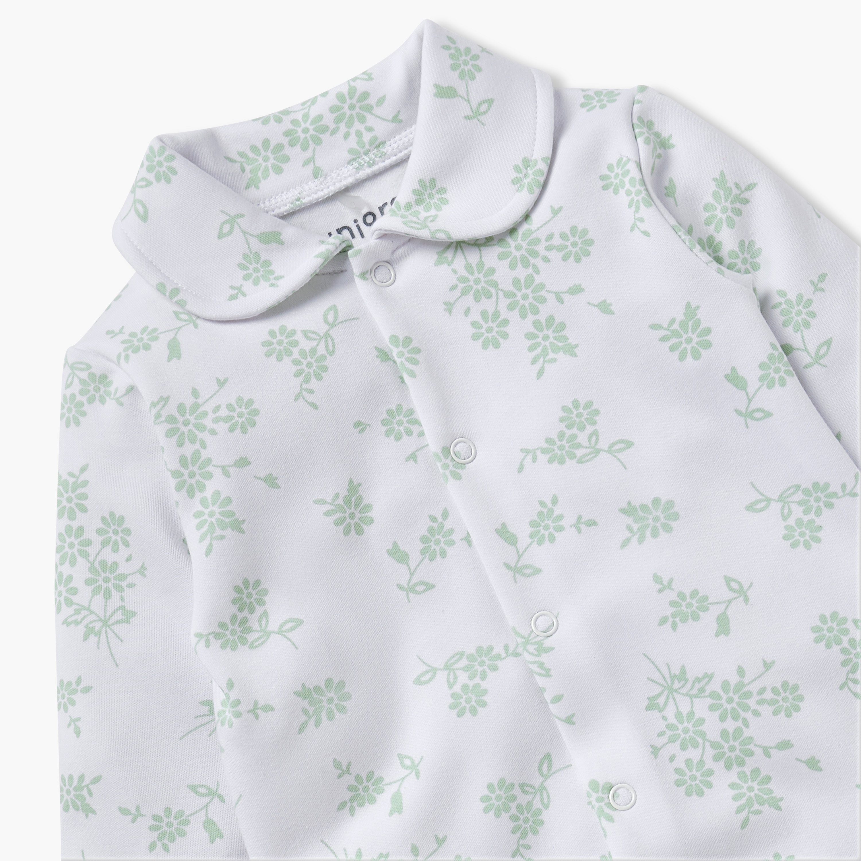 Juniors Floral Print Sleepsuit with Long Sleeves and Button Closure-baby-girls-clothing-nightwear-sleepsuits-image-3