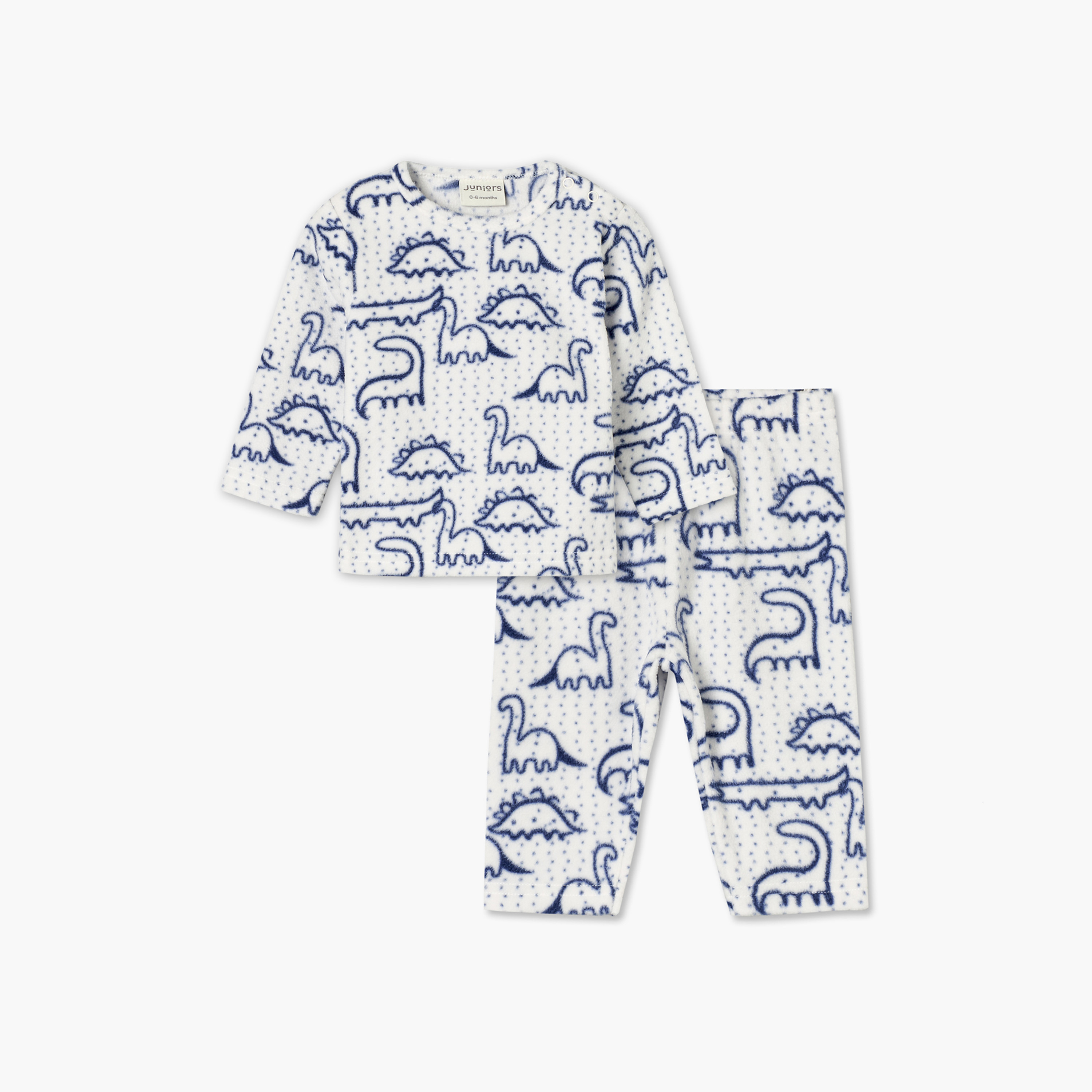Juniors Crew Neck Long Sleeves Pyjama Set with Dinosaur Print-baby-boys-clothing-nightwear-pyjamasets-image-2