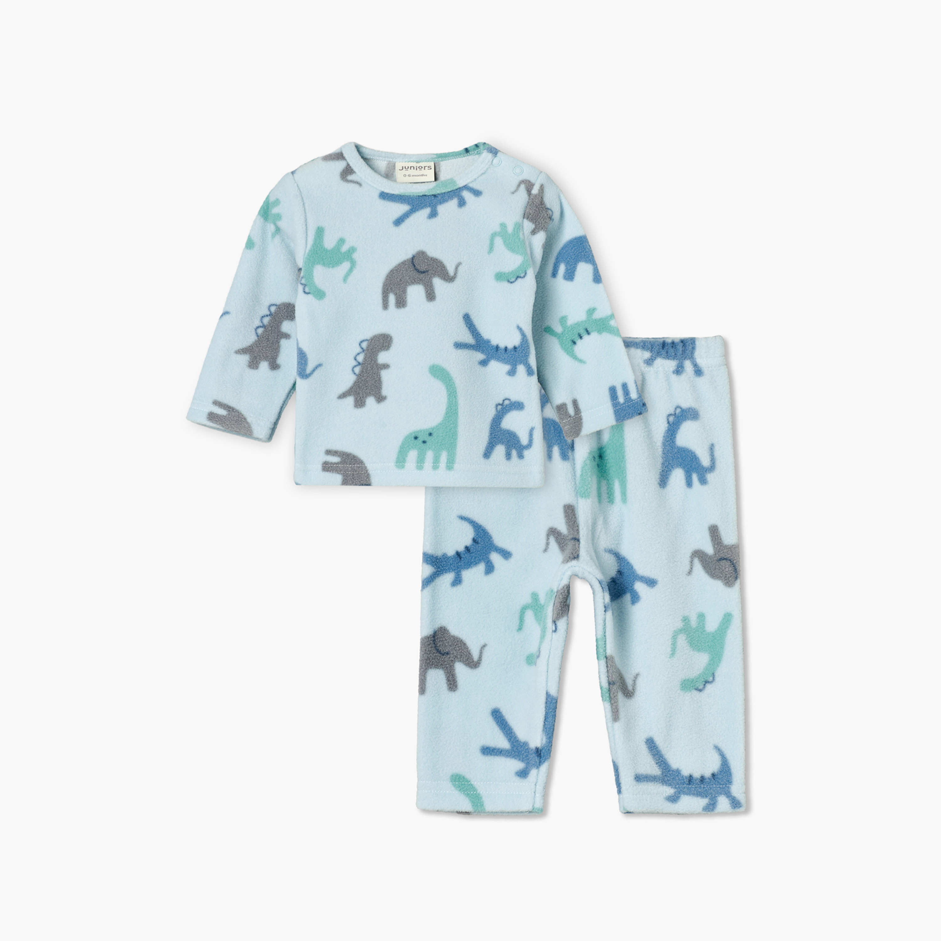 Juniors Crew Neck Long Sleeves Pyjama Set with Safari Print-baby-boys-clothing-nightwear-pyjamasets-image-2
