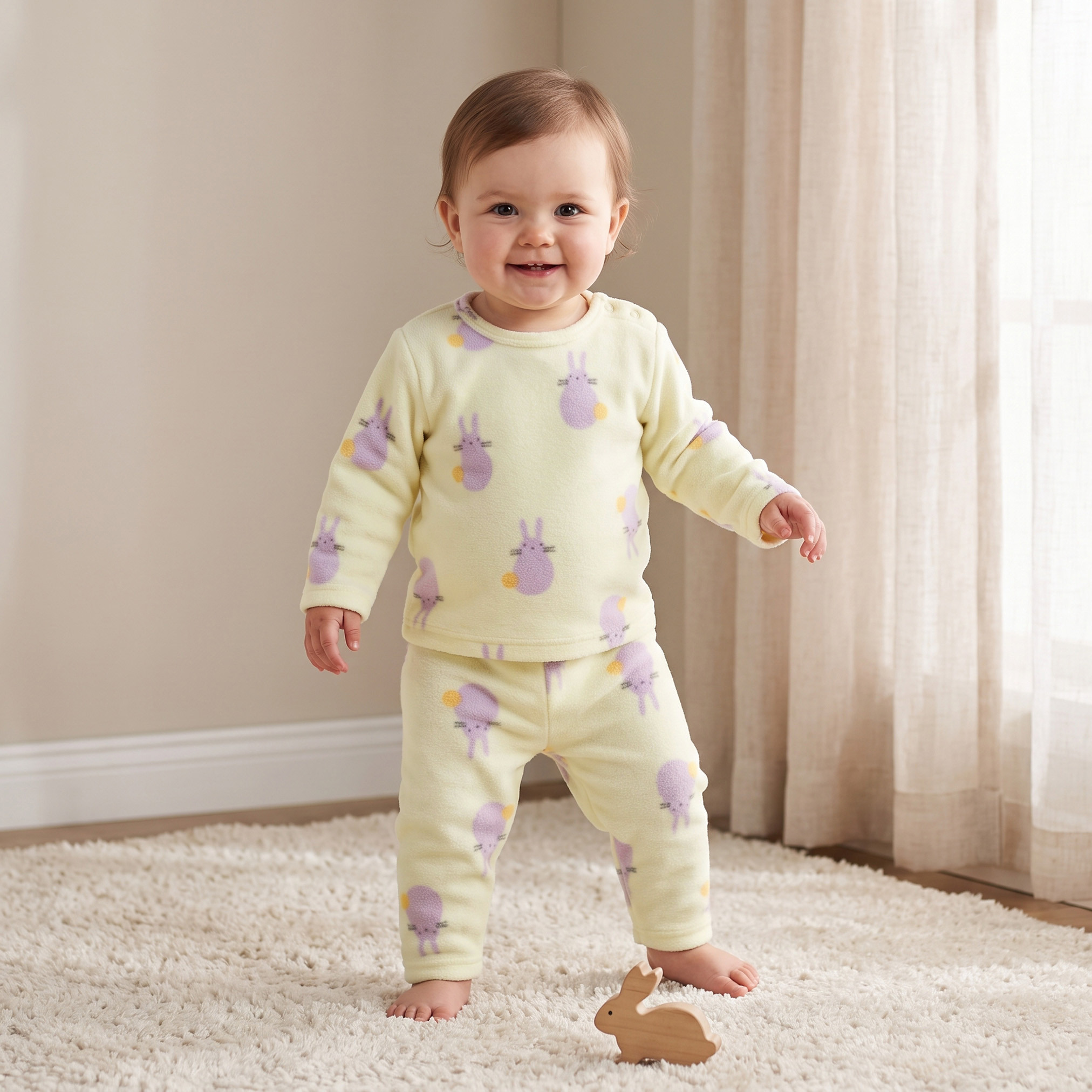 Juniors Crew Neck Long Sleeves Pyjama Set with Bunny Print-baby-boys-clothing-nightwear-pyjamasets-image-1