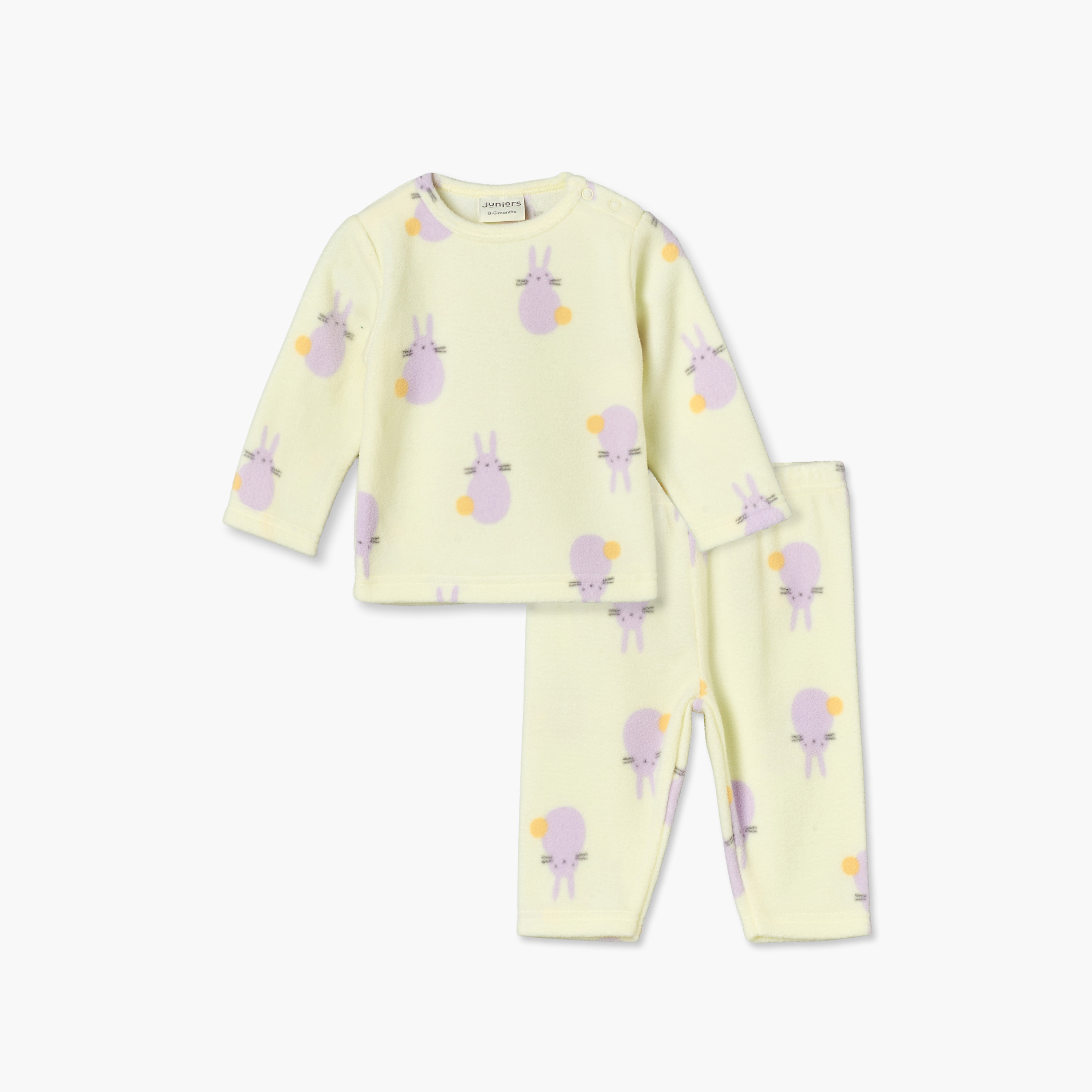 Juniors Crew Neck Long Sleeves Pyjama Set with Bunny Print-baby-boys-clothing-nightwear-pyjamasets-image-2