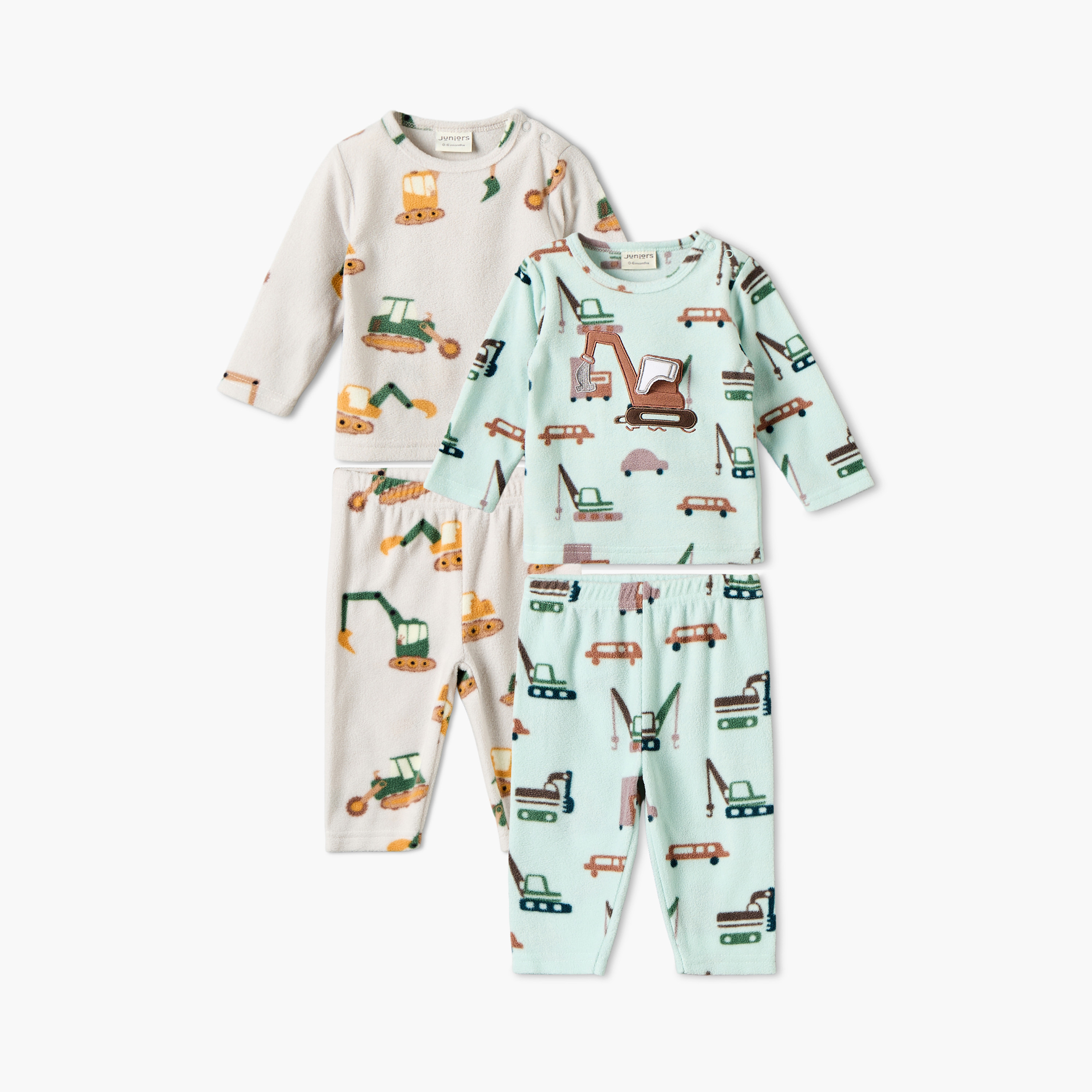 بيجاما برقبة ضيقة وأكمام طويلة وطبعات من جونيورز - مجموعة من طقمين-baby-boys-clothing-nightwear-pyjamasets-image-1