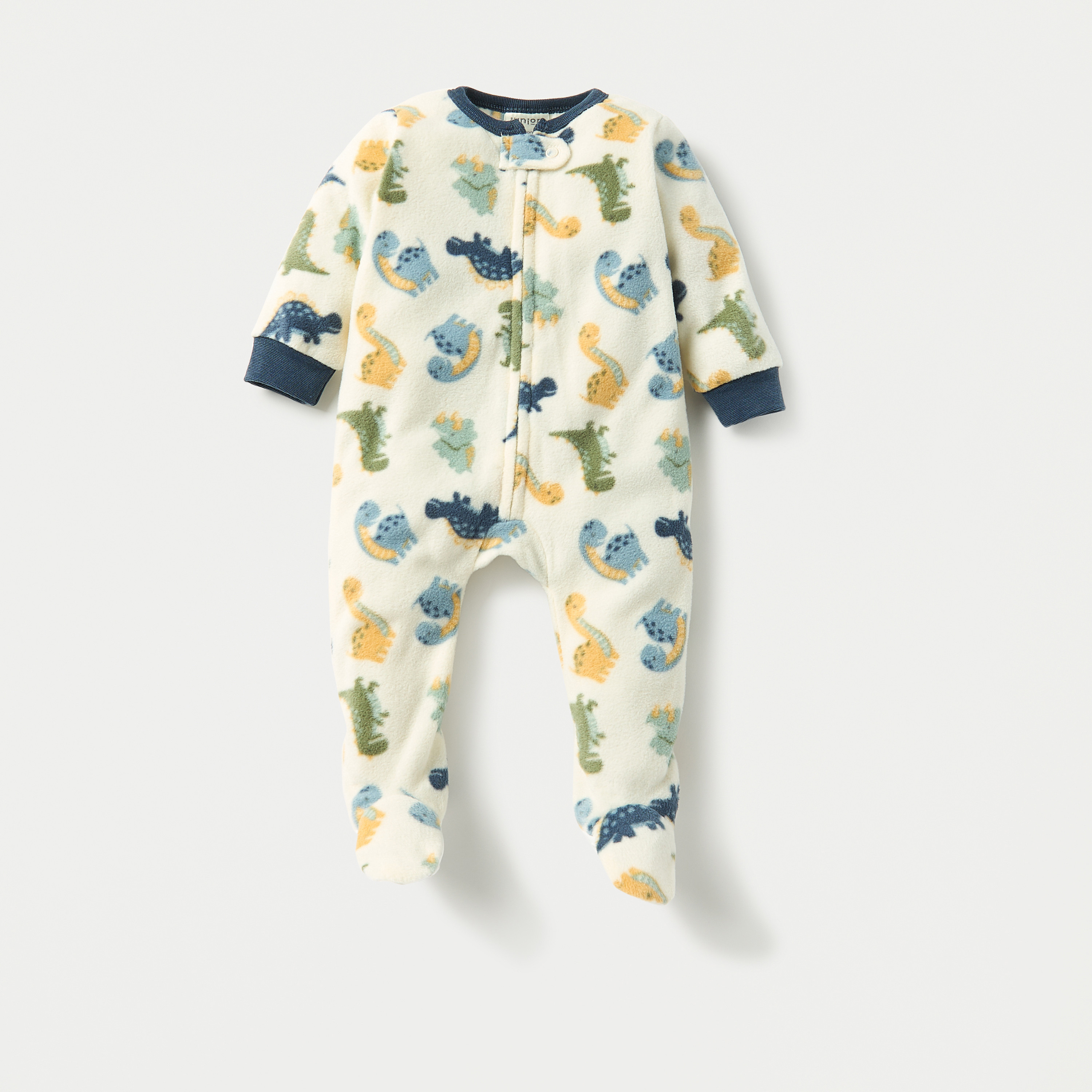 Juniors Dino Print Fleece Closed Feet Sleepsuit with Zip Closure - Set of 2-baby-boys-clothing-winterwear-sleepsuits-image-2