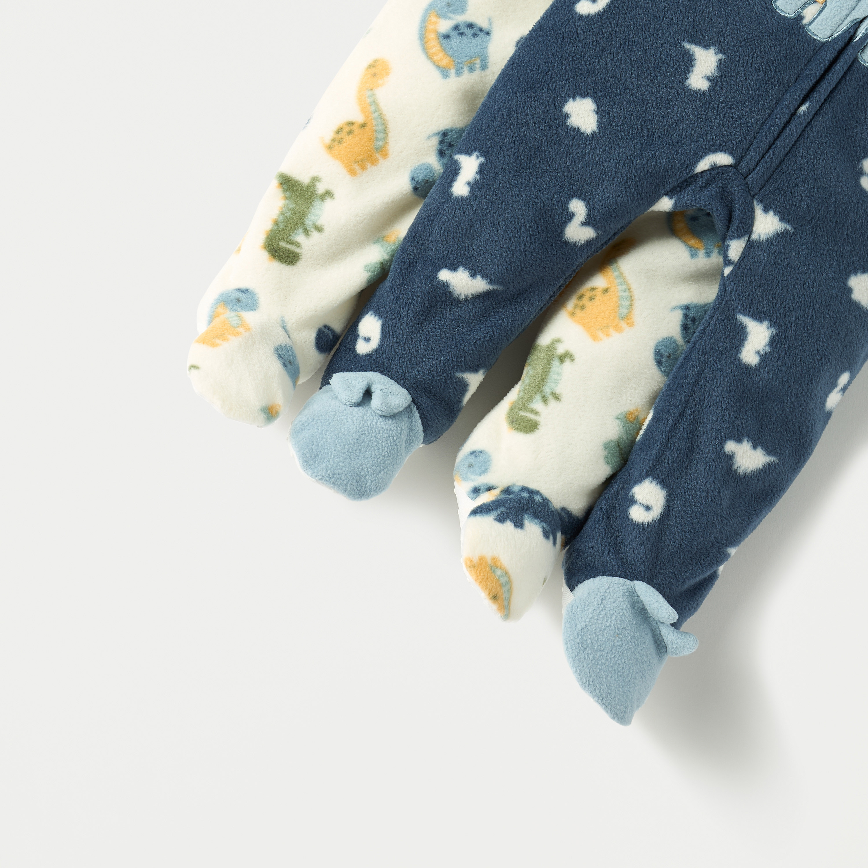 Juniors Dino Print Fleece Closed Feet Sleepsuit with Zip Closure - Set of 2-baby-boys-clothing-winterwear-sleepsuits-image-5