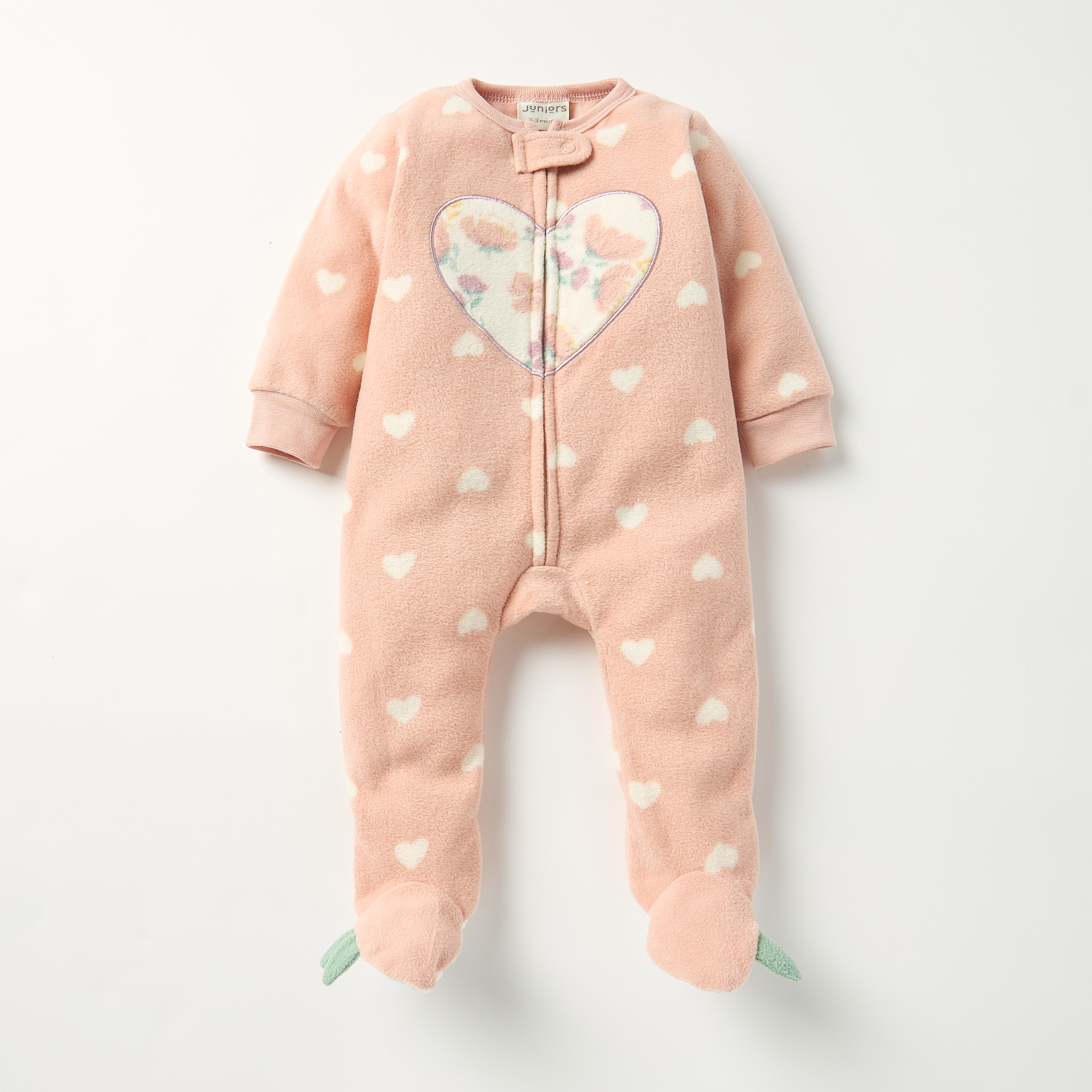 Juniors Printed Fleece Closed Feet Sleepsuit with Zip Closure - Set of 2-baby-girls-clothing-nightwear-sleepsuits-image-2