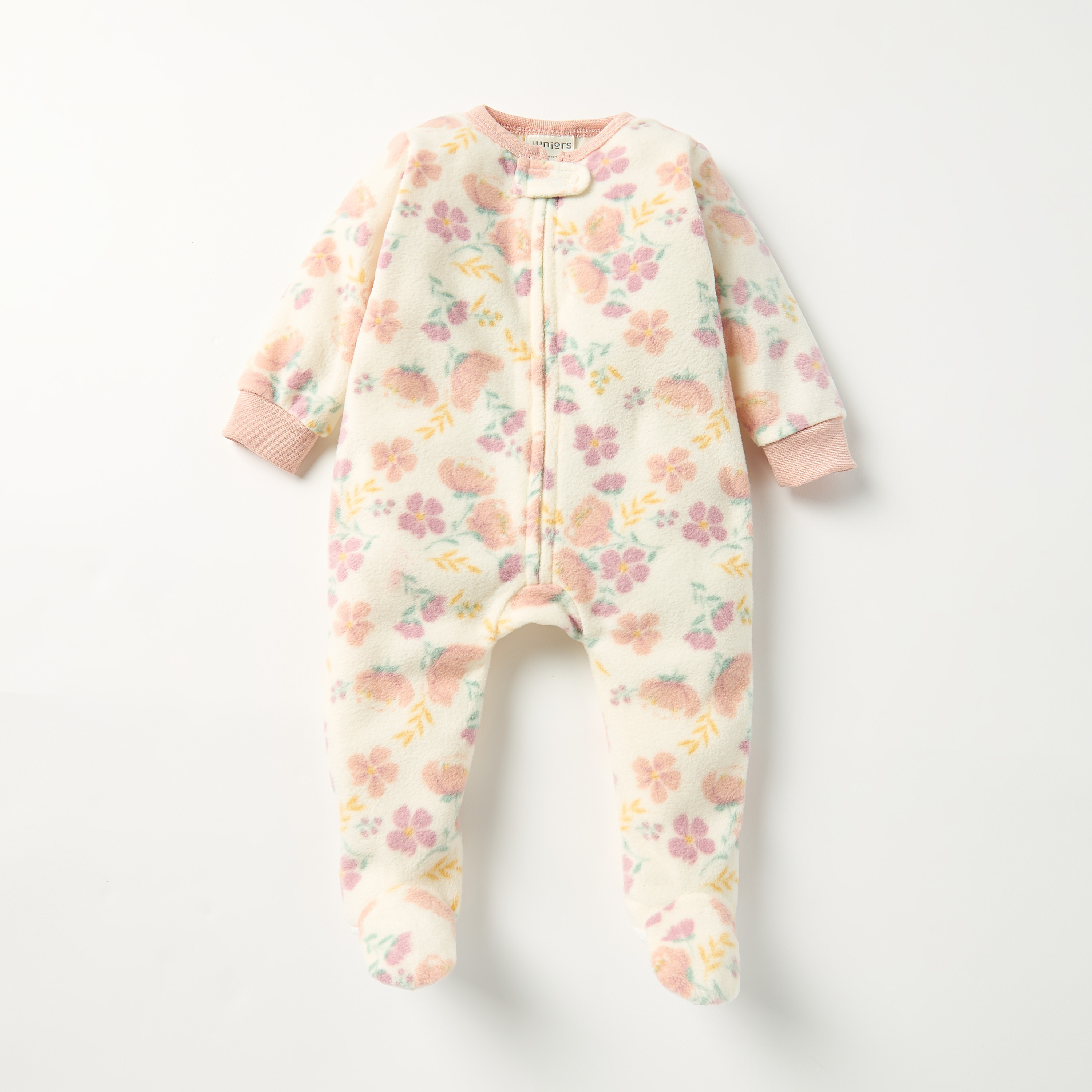 Juniors Printed Fleece Closed Feet Sleepsuit with Zip Closure - Set of 2-baby-girls-clothing-nightwear-sleepsuits-image-3