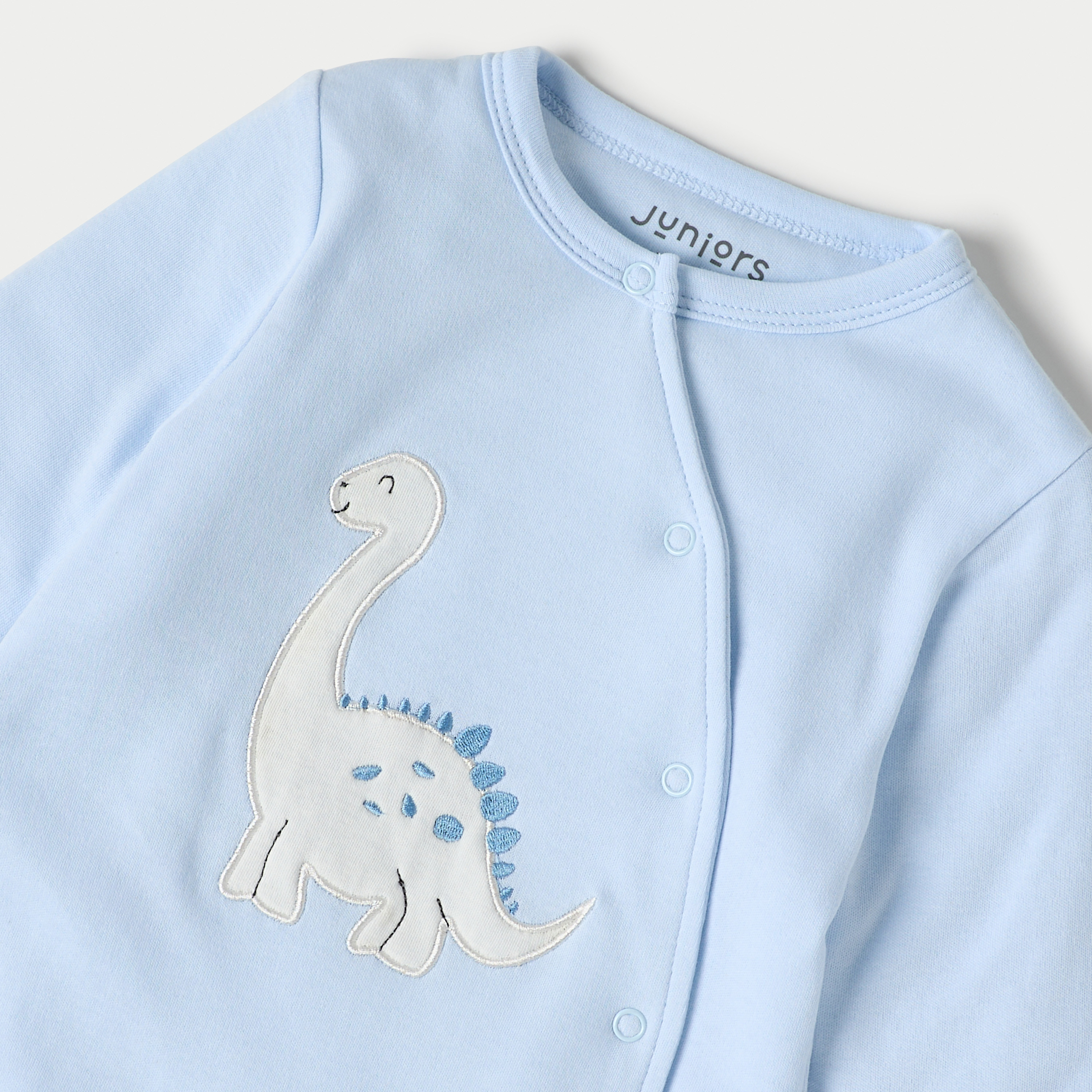 Juniors Dinosaur Applique Padded Sleepsuit with Long Sleeves and Snap Button Closure-baby-boys-clothing-nightwear-sleepsuits-image-3
