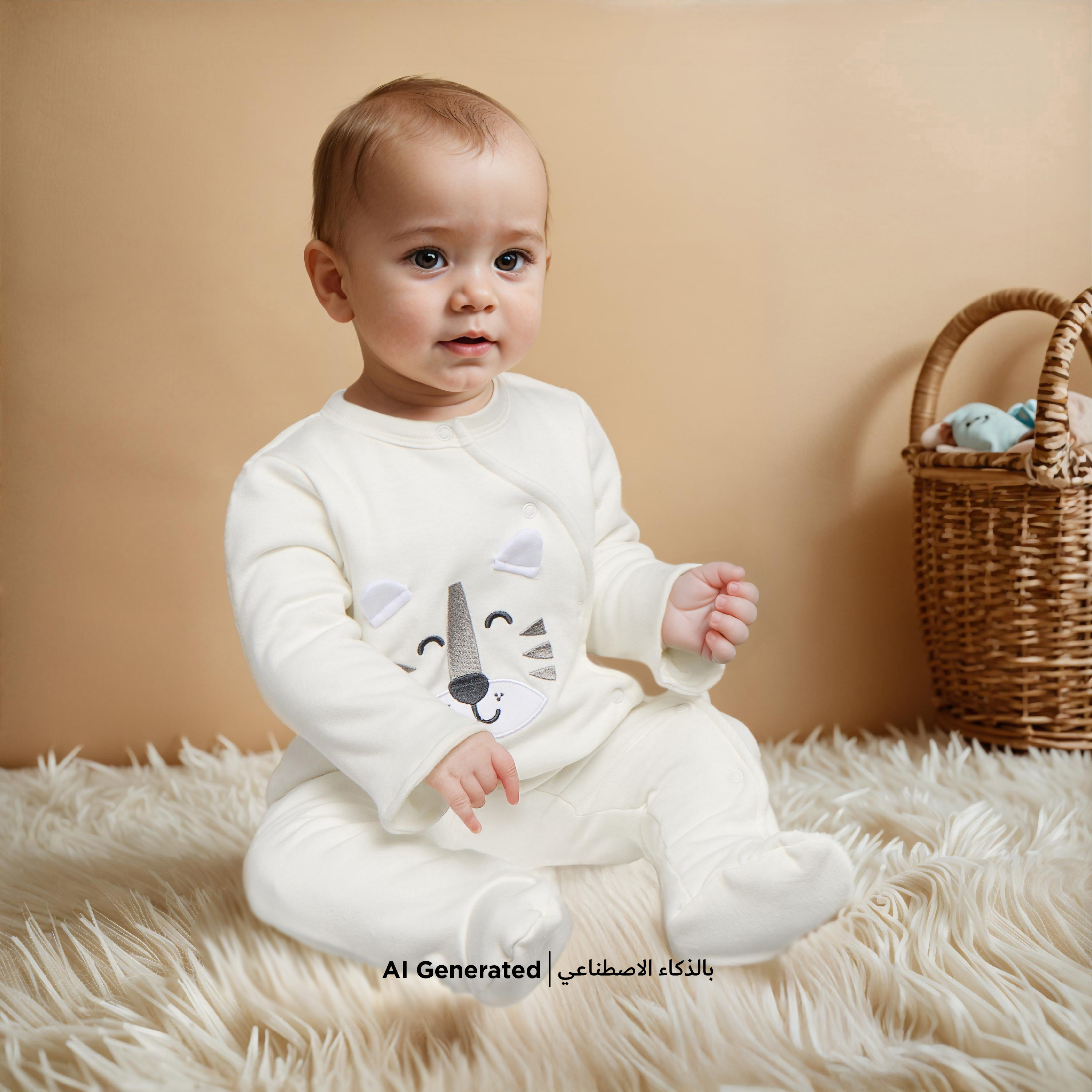 بدلة نوم مبطنة بأكمام طويلة وأزرار إغلاق كبّاسة بزخارف من جونيورز-baby-boys-clothing-nightwear-sleepsuits-image-5