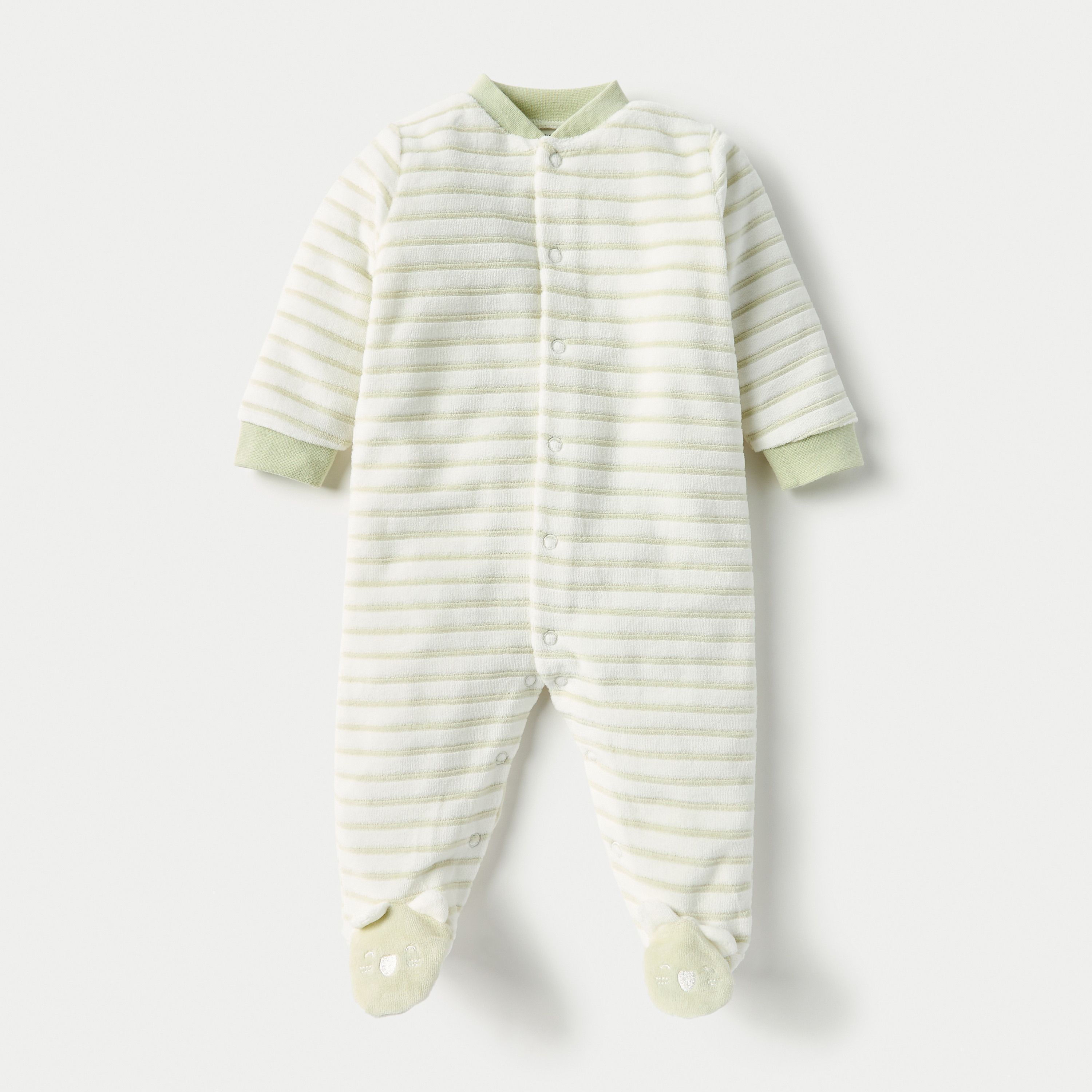 Juniors Striped Closed Feet Sleepsuit with Long Sleeves-baby-boys-clothing-winterwear-sleepsuits-image-1