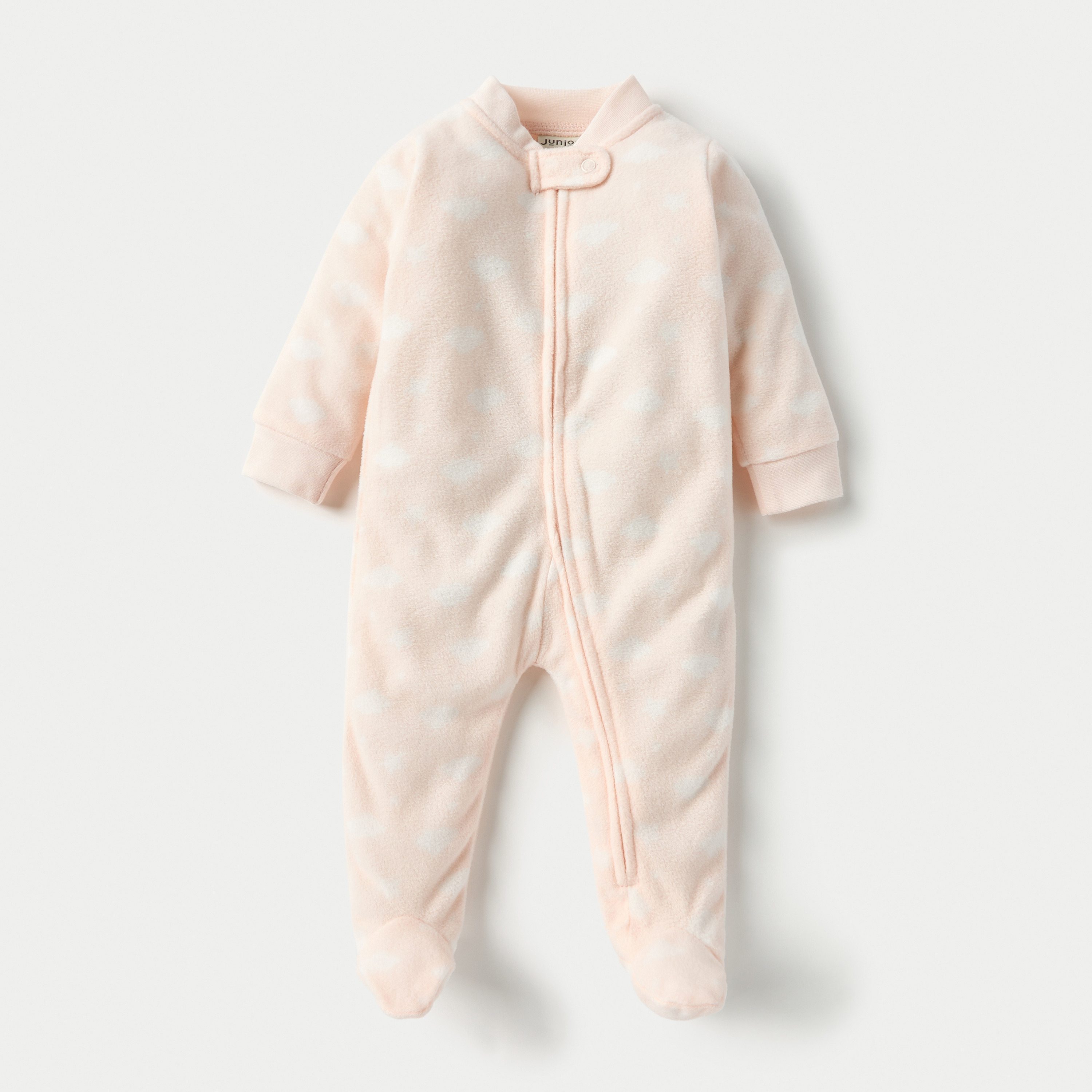 Juniors Cloud Print Closed Feet Sleepsuit with Long Sleeves-baby-girls-clothing-nightwear-sleepsuits-image-1