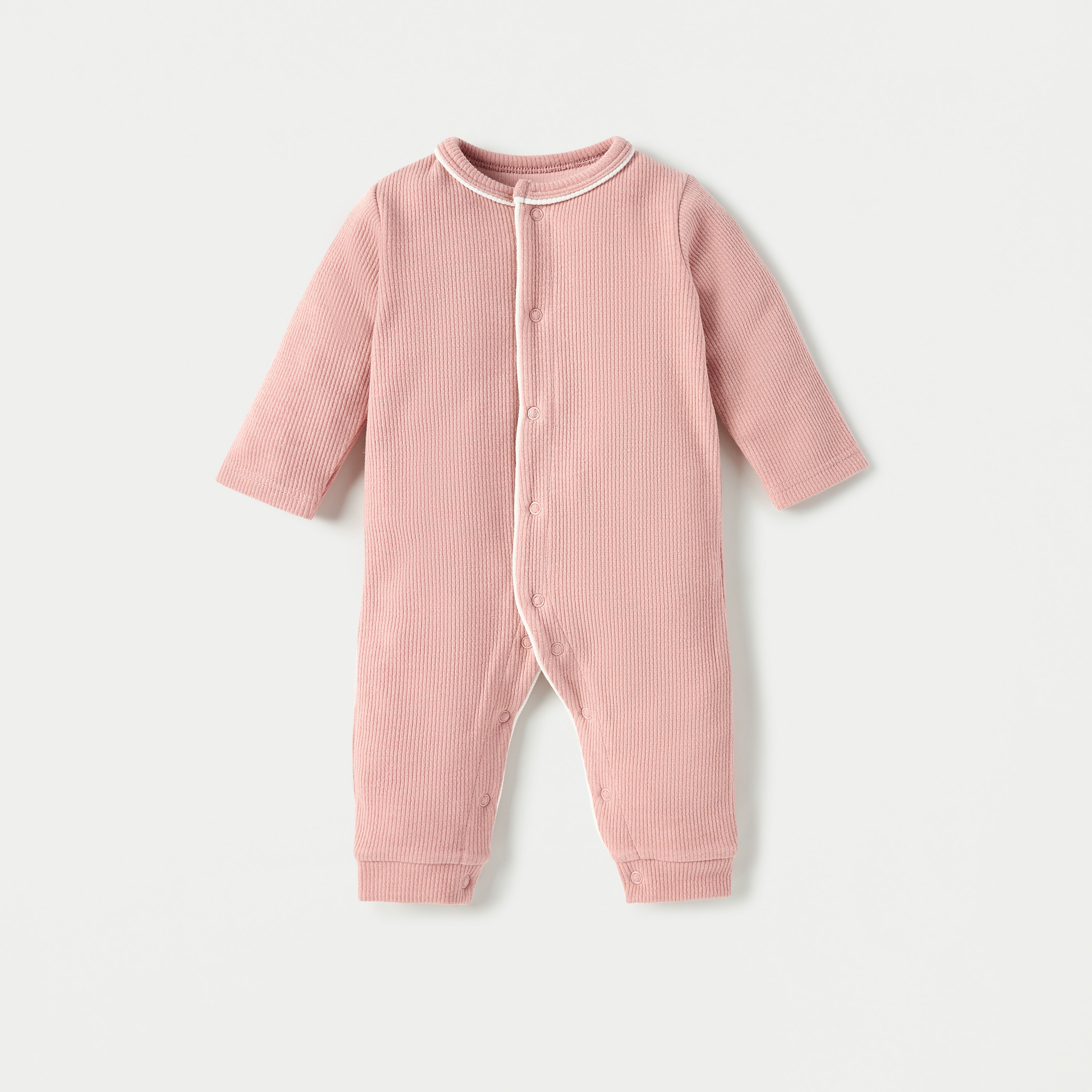 Juniors Ribbed Open Feet Sleepsuit with Button Closure-baby-girls-clothing-nightwear-sleepsuits-image-1