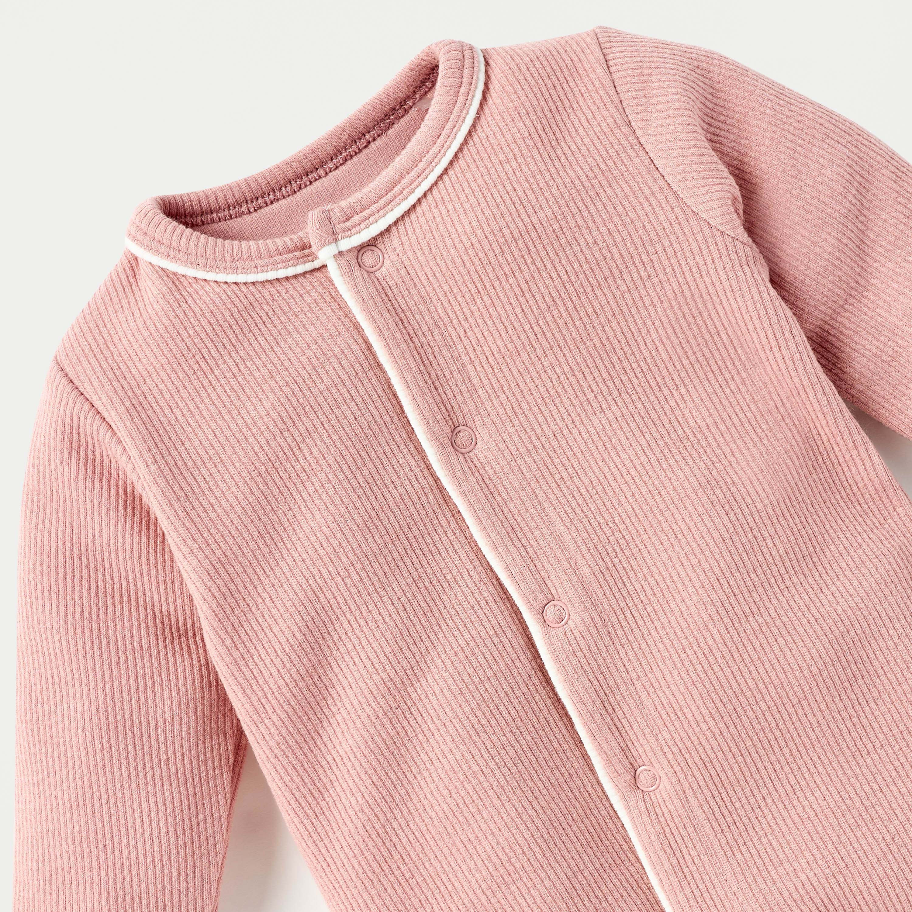 Juniors Ribbed Open Feet Sleepsuit with Button Closure-baby-girls-clothing-nightwear-sleepsuits-image-3