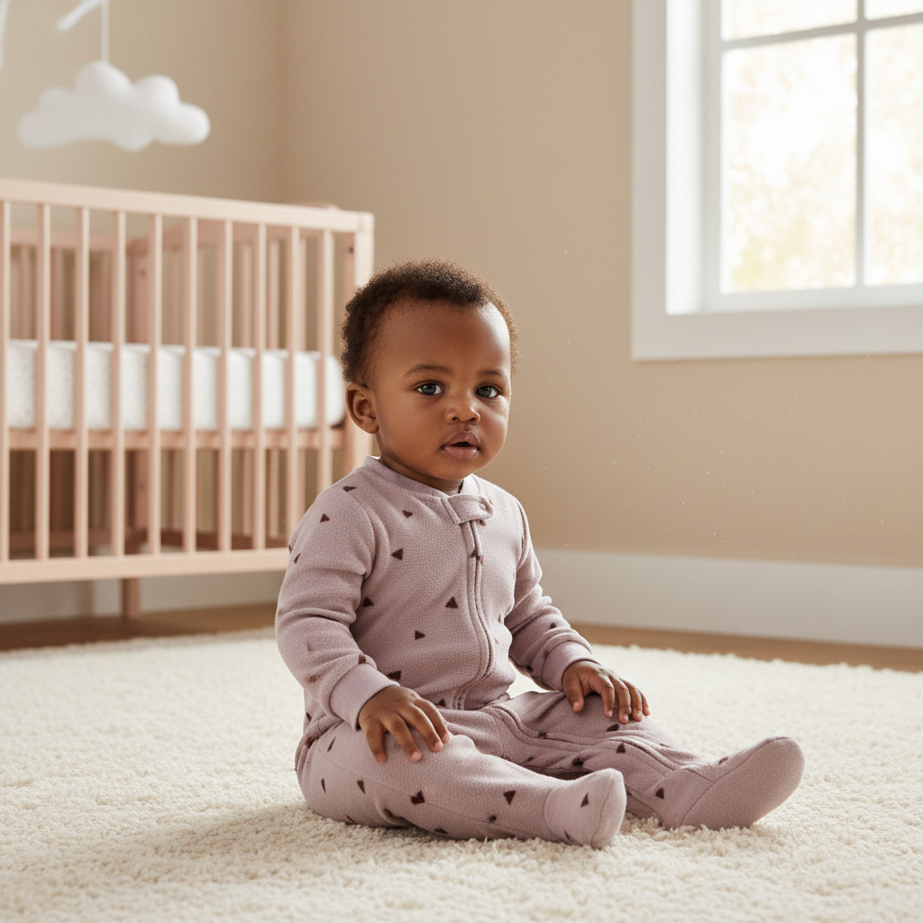 Juniors All-Over Geometric Print Micro Fleece Sleepsuit with Zip Closure-baby-girls-clothing-nightwear-sleepsuits-image-5