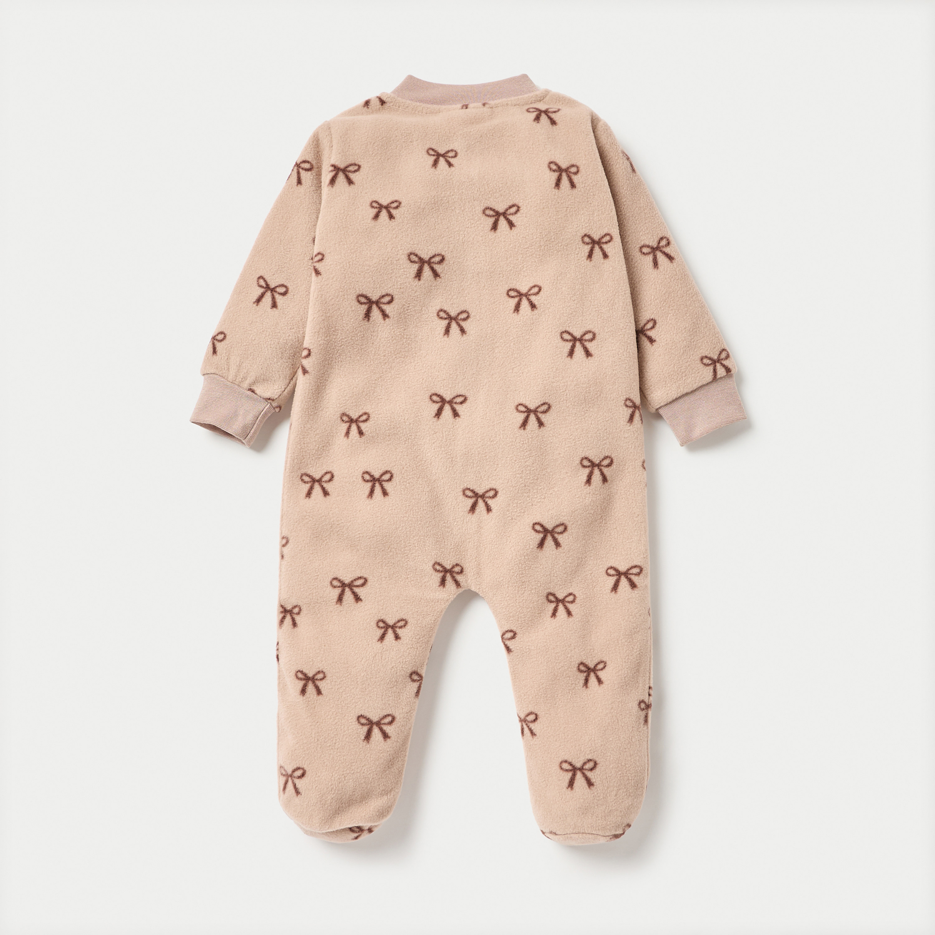 بدلة نوم صوف دقيق بطبعات فيونكة وسحّاب إغلاق من جونيورز-baby-girls-clothing-nightwear-sleepsuits-image-2