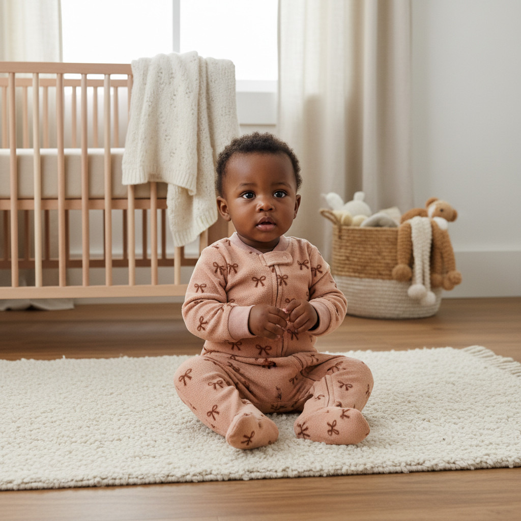 بدلة نوم صوف دقيق بطبعات فيونكة وسحّاب إغلاق من جونيورز-baby-girls-clothing-nightwear-sleepsuits-image-5