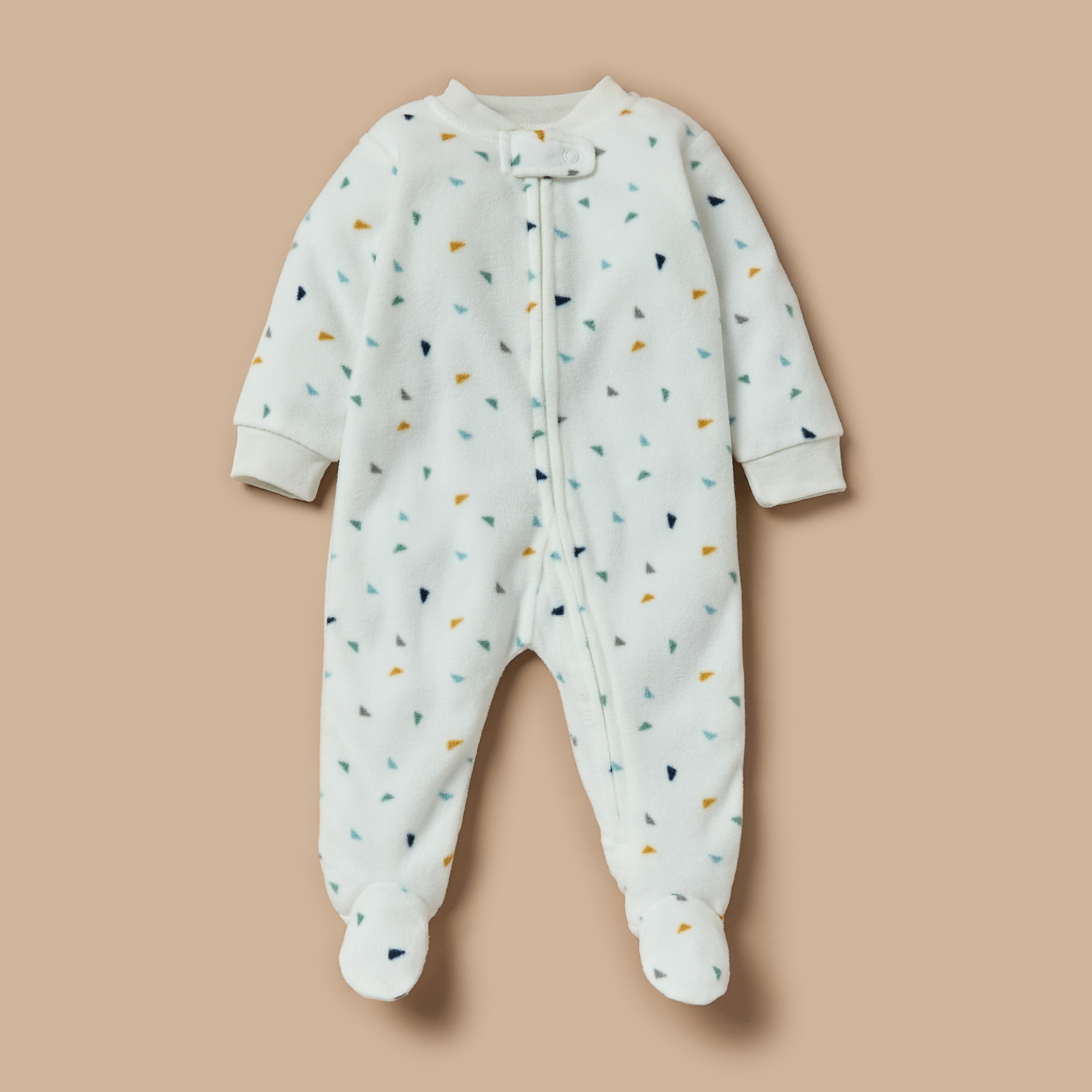 Juniors All-Over Geometric Print Micro Fleece Sleepsuit with Zip Closure-baby-girls-clothing-nightwear-sleepsuits-image-1