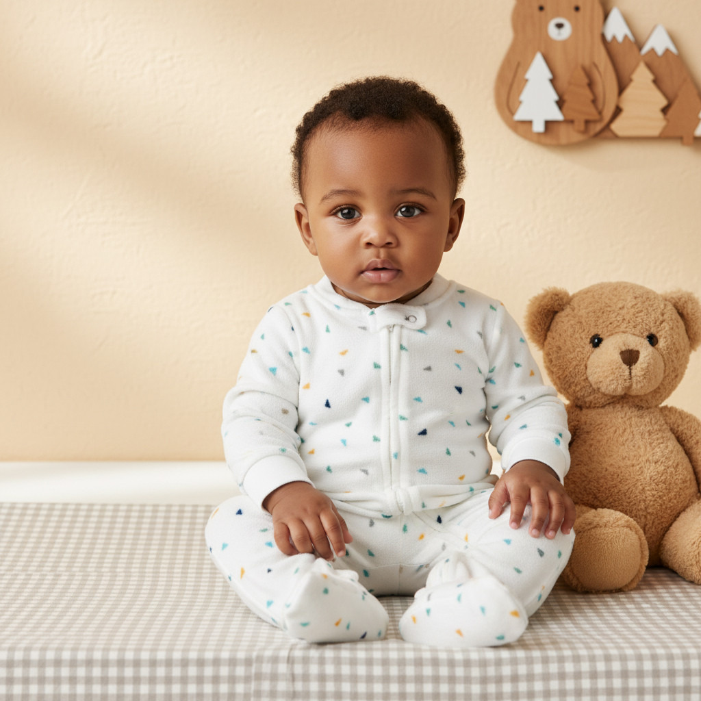 Juniors All-Over Geometric Print Micro Fleece Sleepsuit with Zip Closure-baby-girls-clothing-nightwear-sleepsuits-image-5