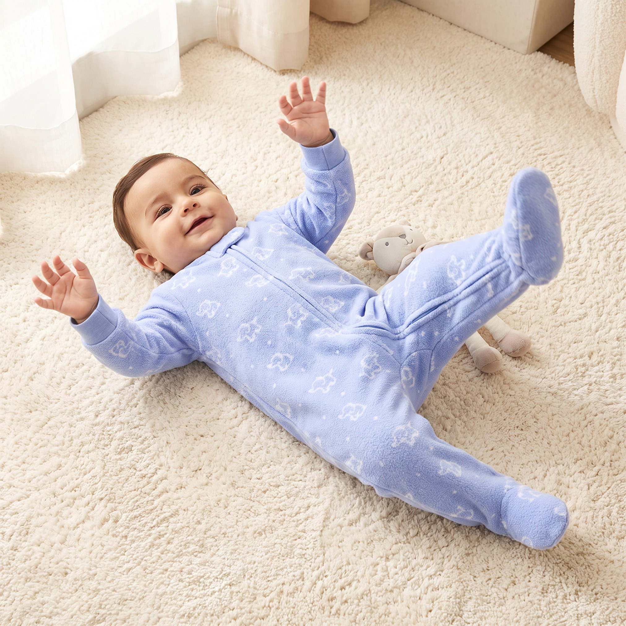 بدلة نوم صوف بياقة ضيقة وأكمام طويلة وطبعات من جونيورز-baby-boys-clothing-nightwear-sleepsuits-image-1