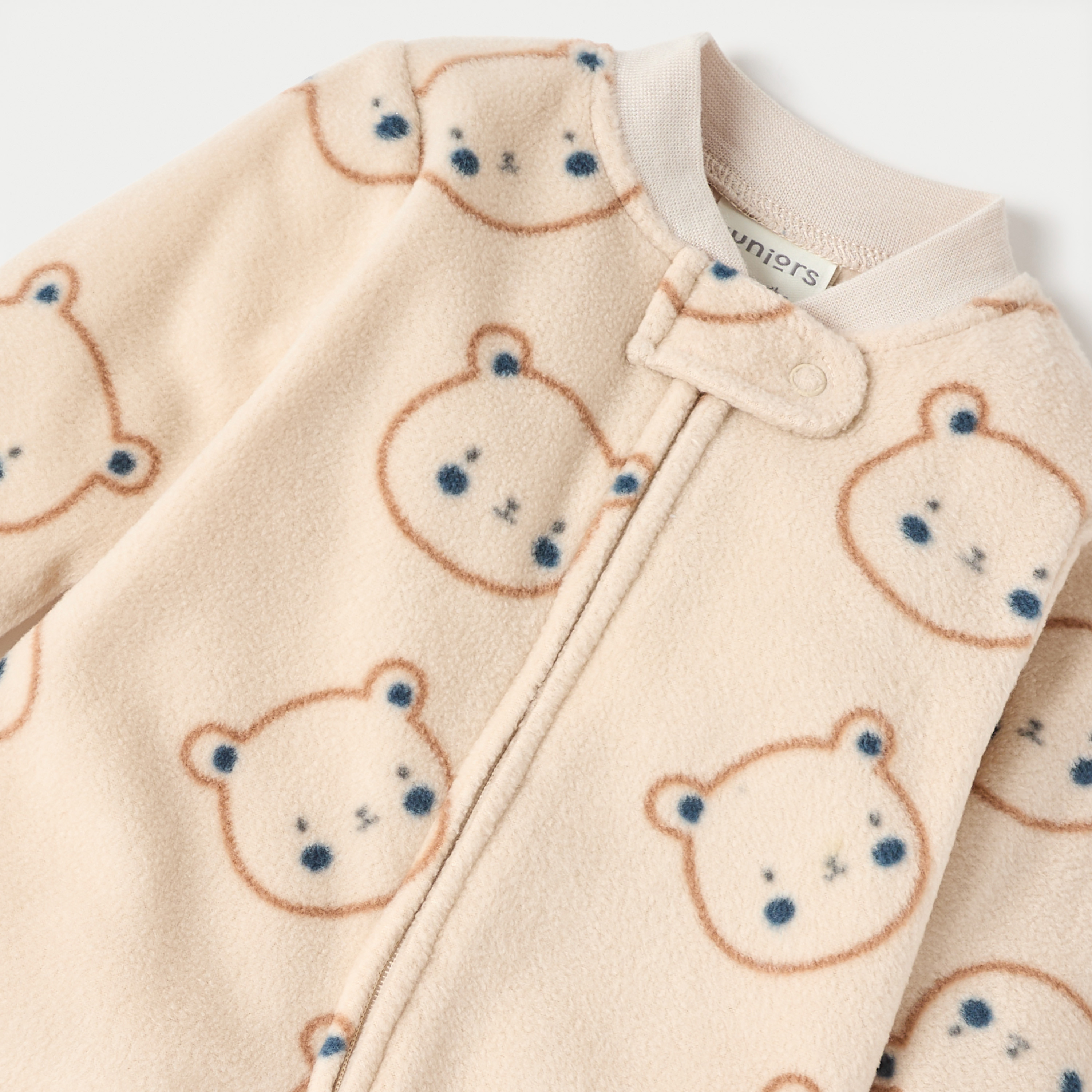 Juniors All-Over Teddy Print Micro Fleece Sleepsuit with Zip Closure-baby-boys-clothing-winterwear-sleepsuits-image-3