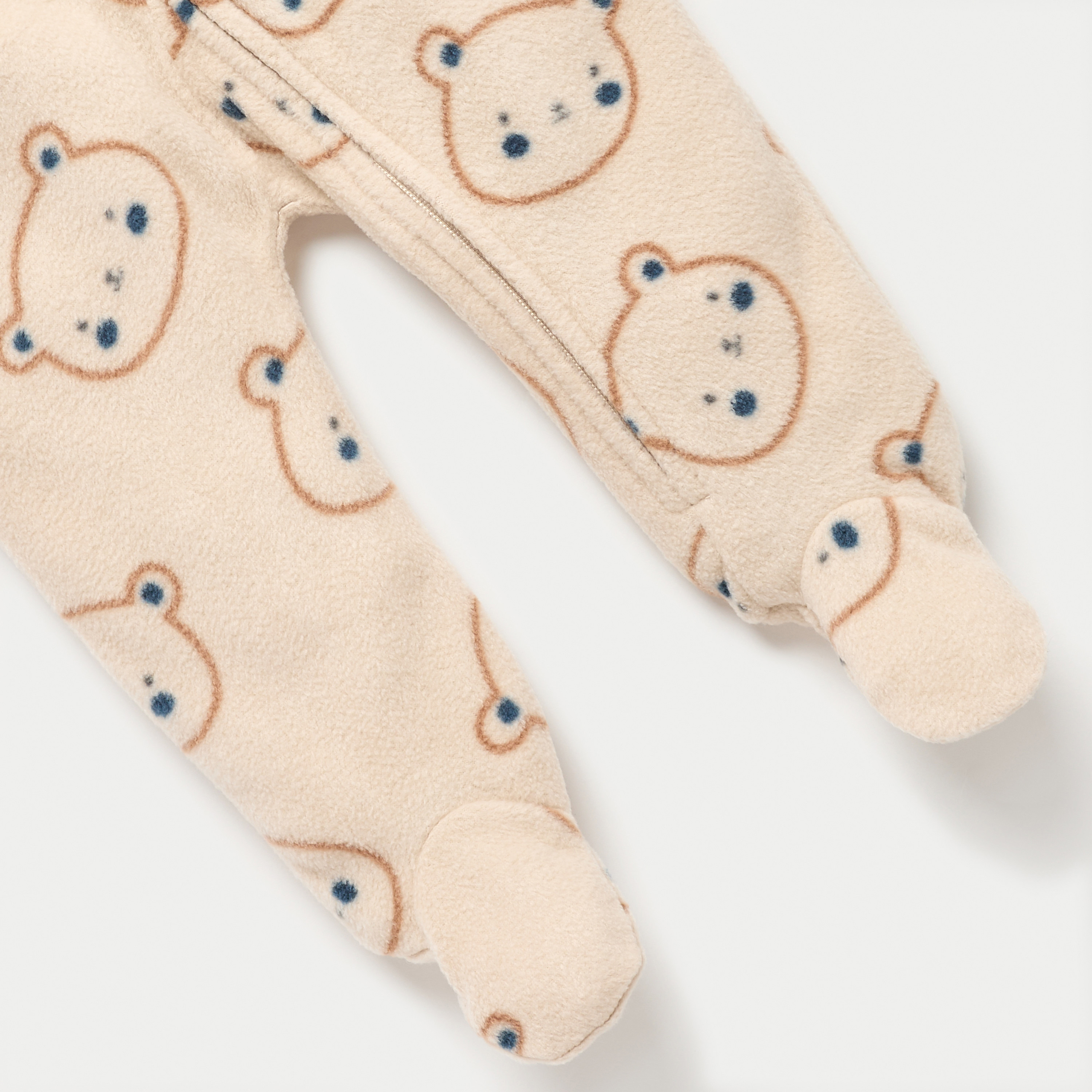 Juniors All-Over Teddy Print Micro Fleece Sleepsuit with Zip Closure-baby-boys-clothing-winterwear-sleepsuits-image-4