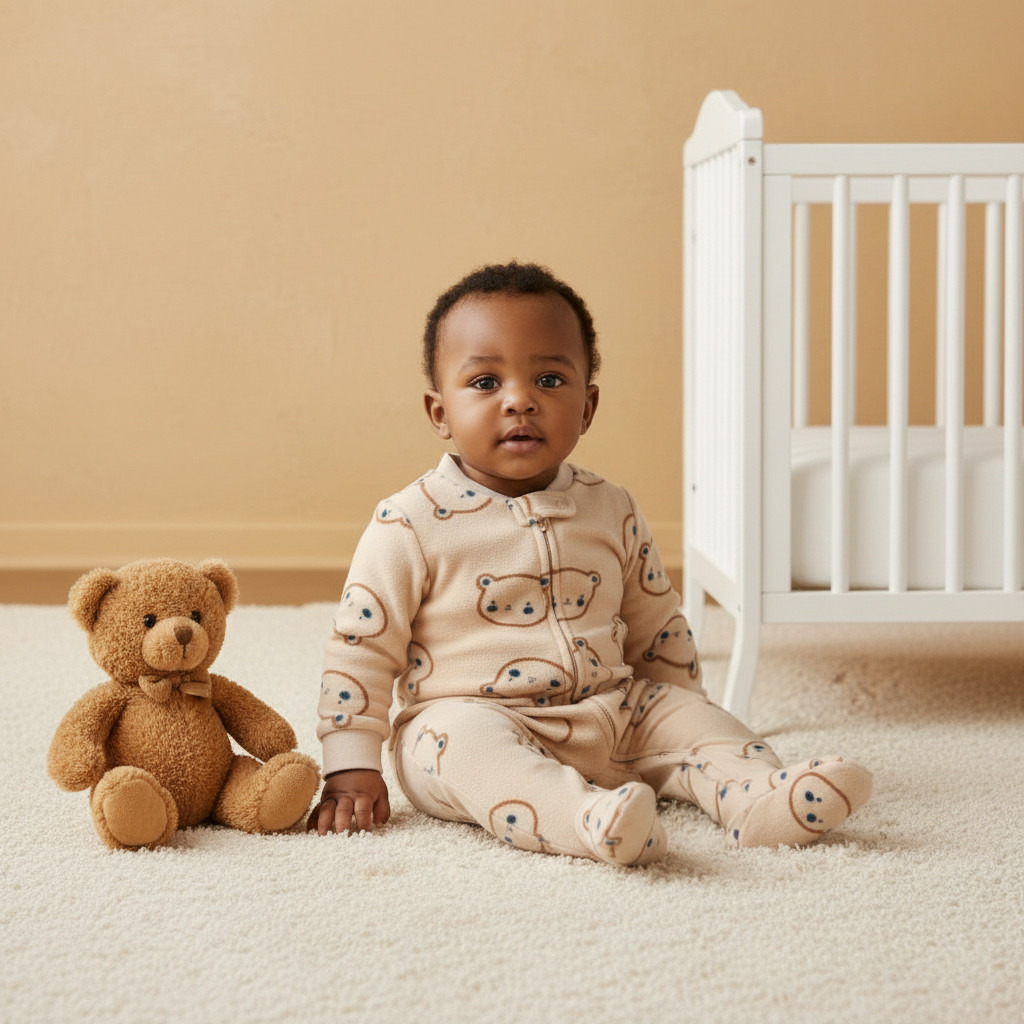 Juniors All-Over Teddy Print Micro Fleece Sleepsuit with Zip Closure-baby-boys-clothing-winterwear-sleepsuits-image-5