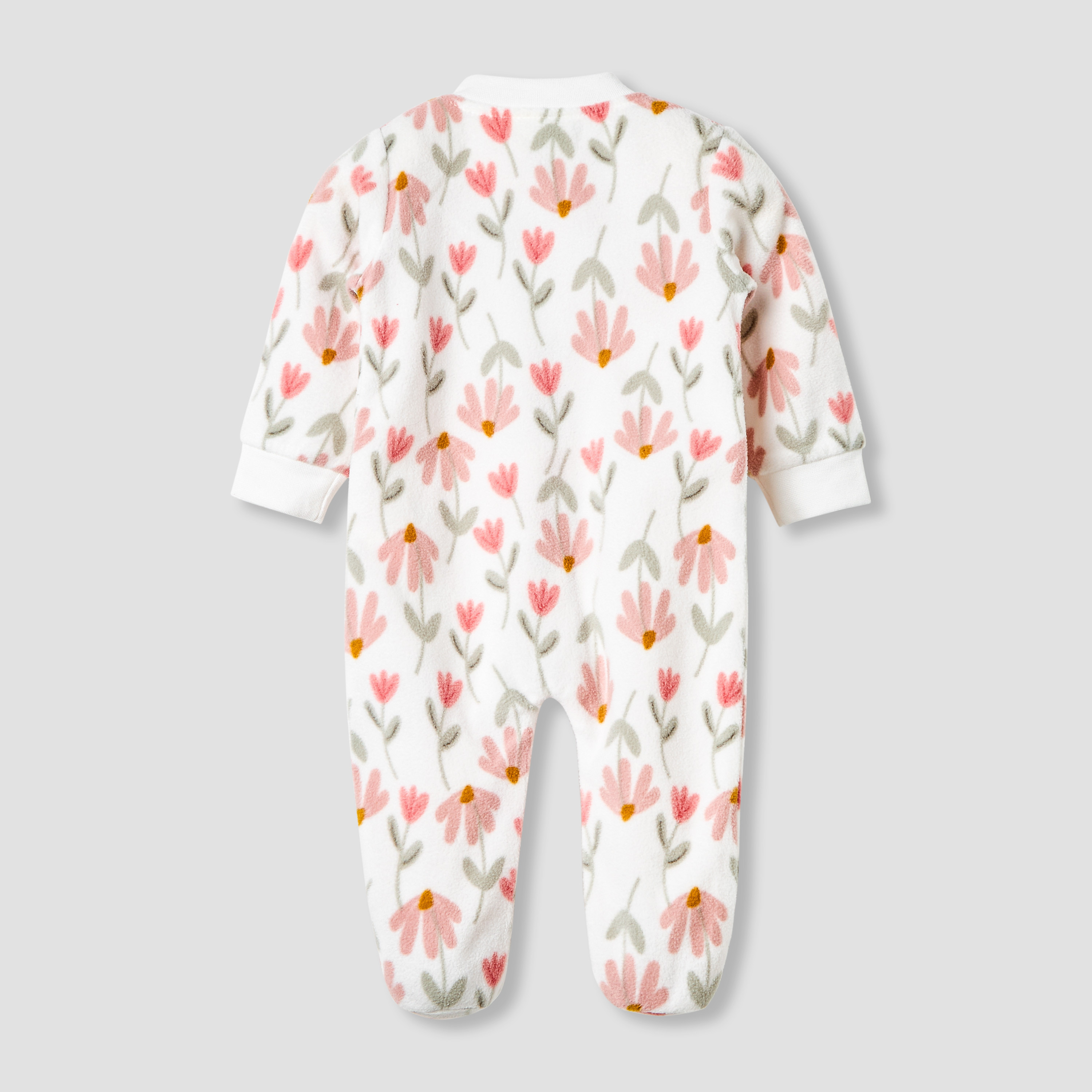 Juniors Round Neck Sleepsuit with Floral Print - Polyester - Long Sleeves-baby-girls-clothing-nightwear-sleepsuits-image-2