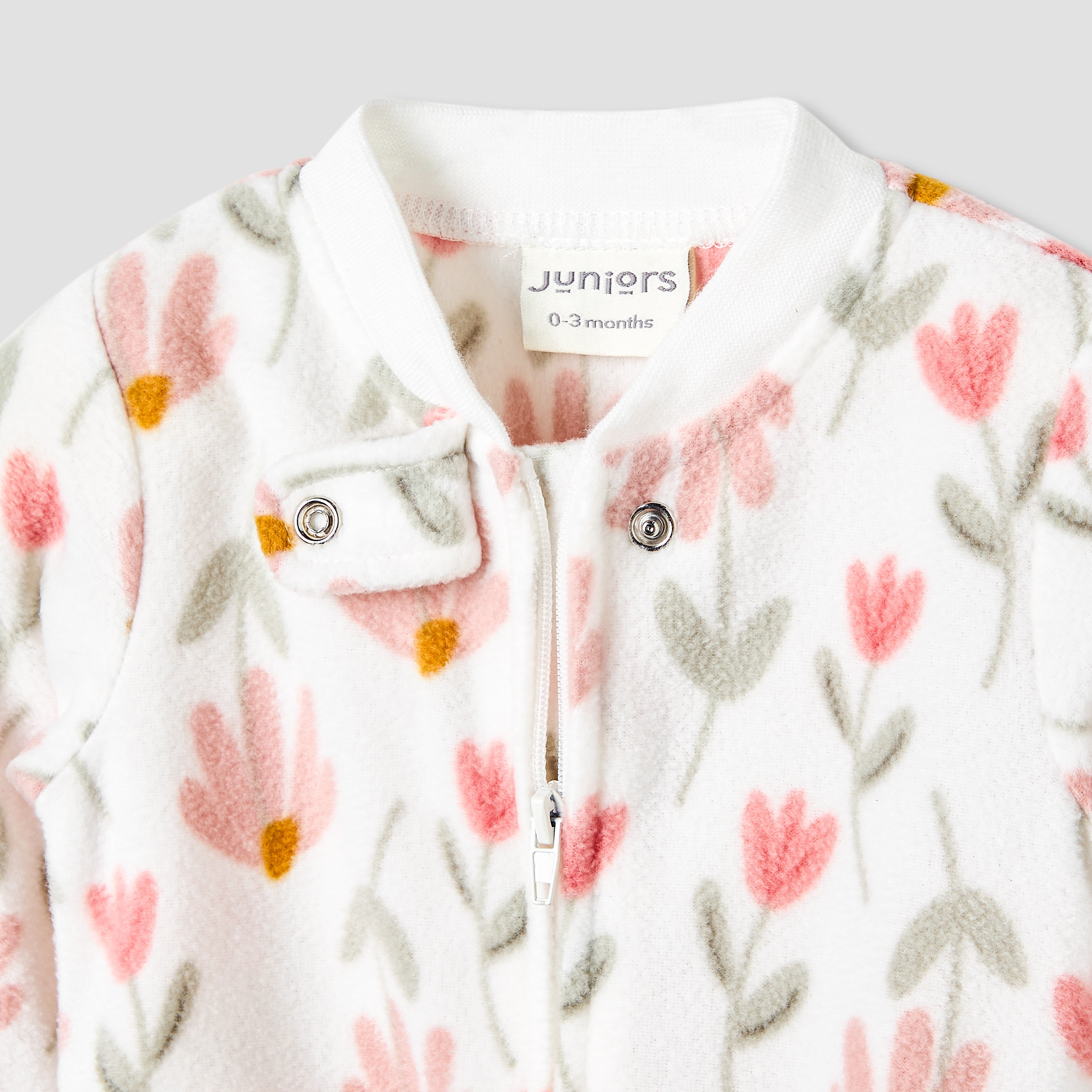 Juniors Round Neck Sleepsuit with Floral Print - Polyester - Long Sleeves-baby-girls-clothing-nightwear-sleepsuits-image-3