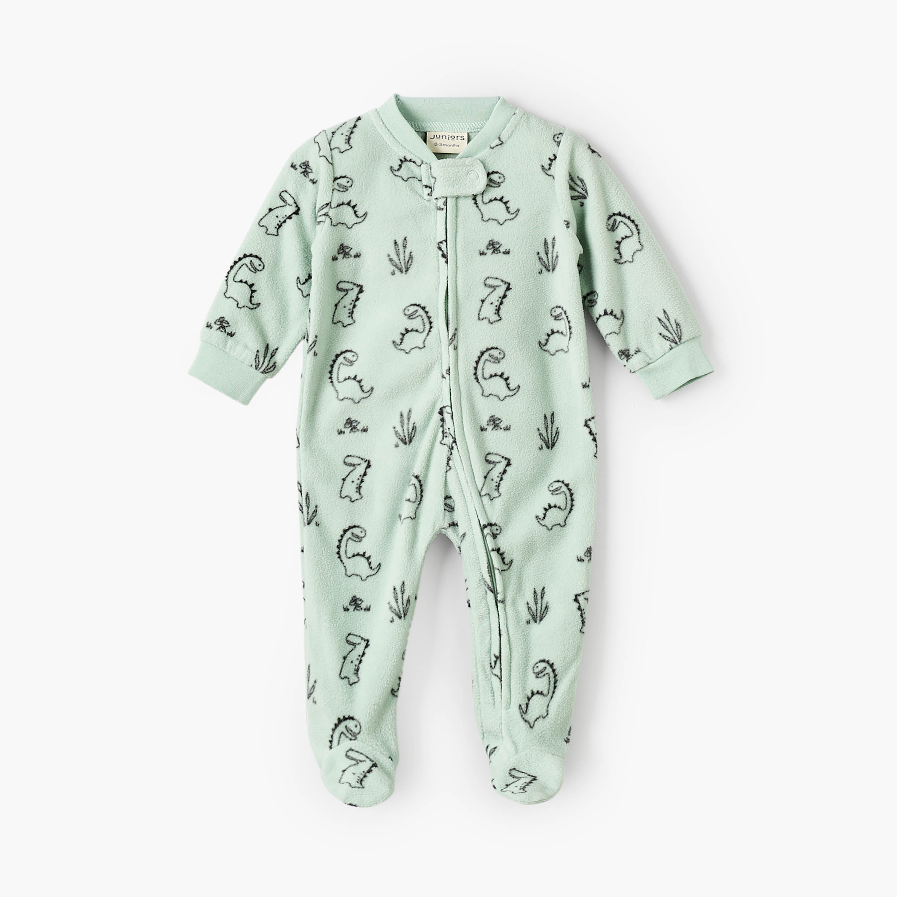 بدلة نوم صوف بطبعات ديناصور وياقة مستديرة وأكمام طويلة من جونيورز-baby-boys-clothing-nightwear-sleepsuits-image-1