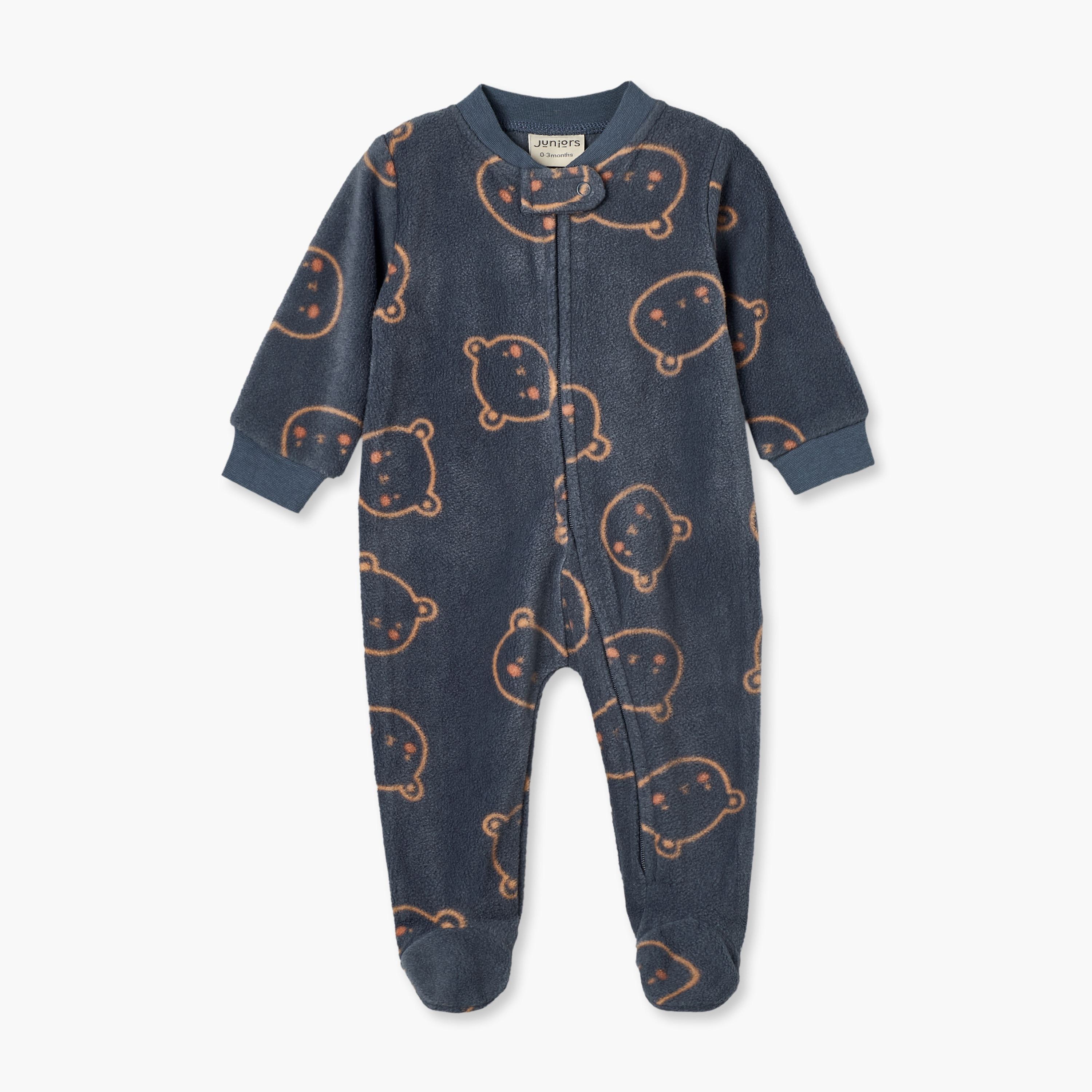 بدلة نوم بطبعات دب وياقة ماندارين وأكمام طويلة من جونيورز-baby-boys-clothing-nightwear-sleepsuits-image-2