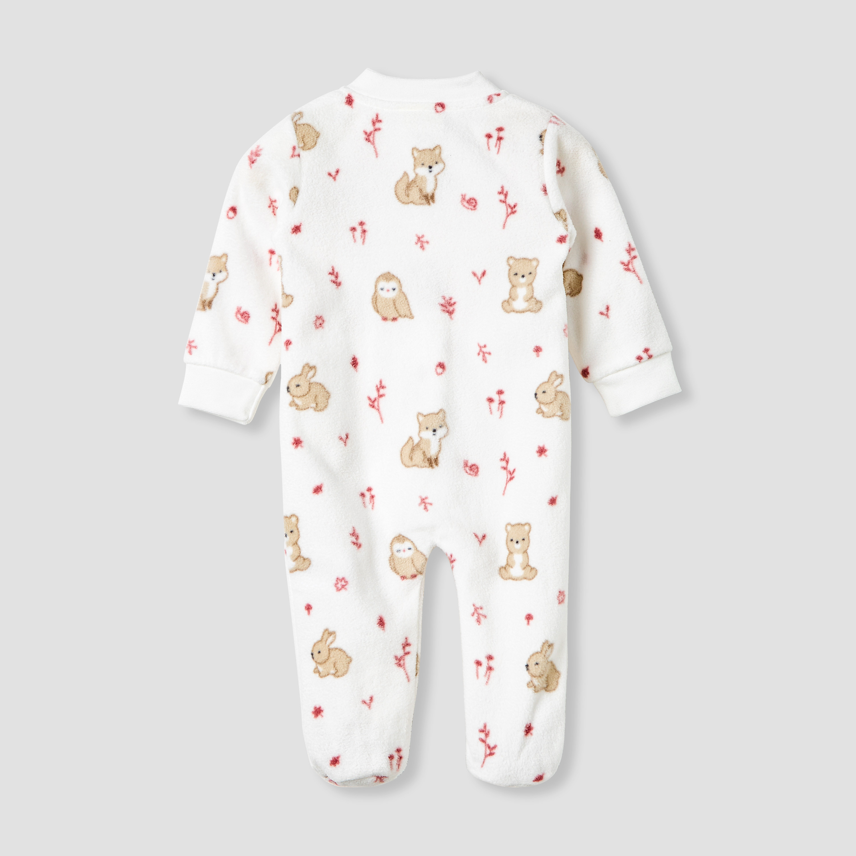 Juniors Animal Print Fleece Sleepsuit with Long Sleeves-baby-girls-clothing-nightwear-sleepsuits-image-2