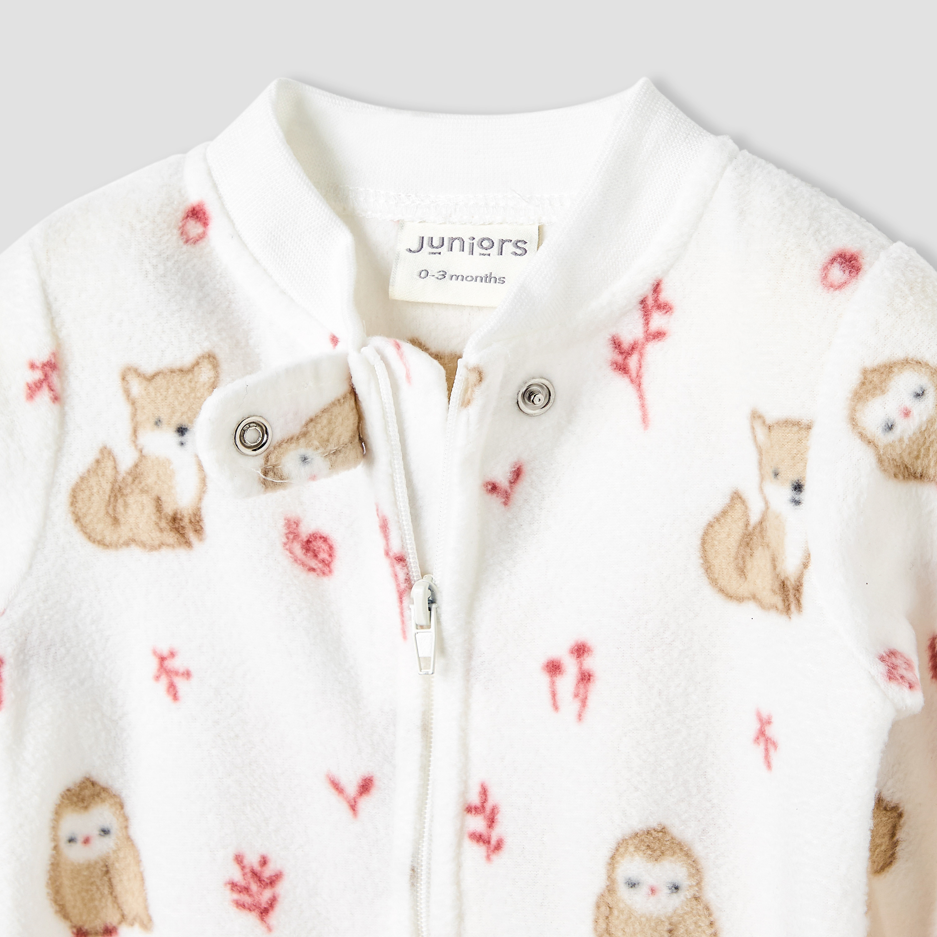 Juniors Animal Print Fleece Sleepsuit with Long Sleeves-baby-girls-clothing-nightwear-sleepsuits-image-3