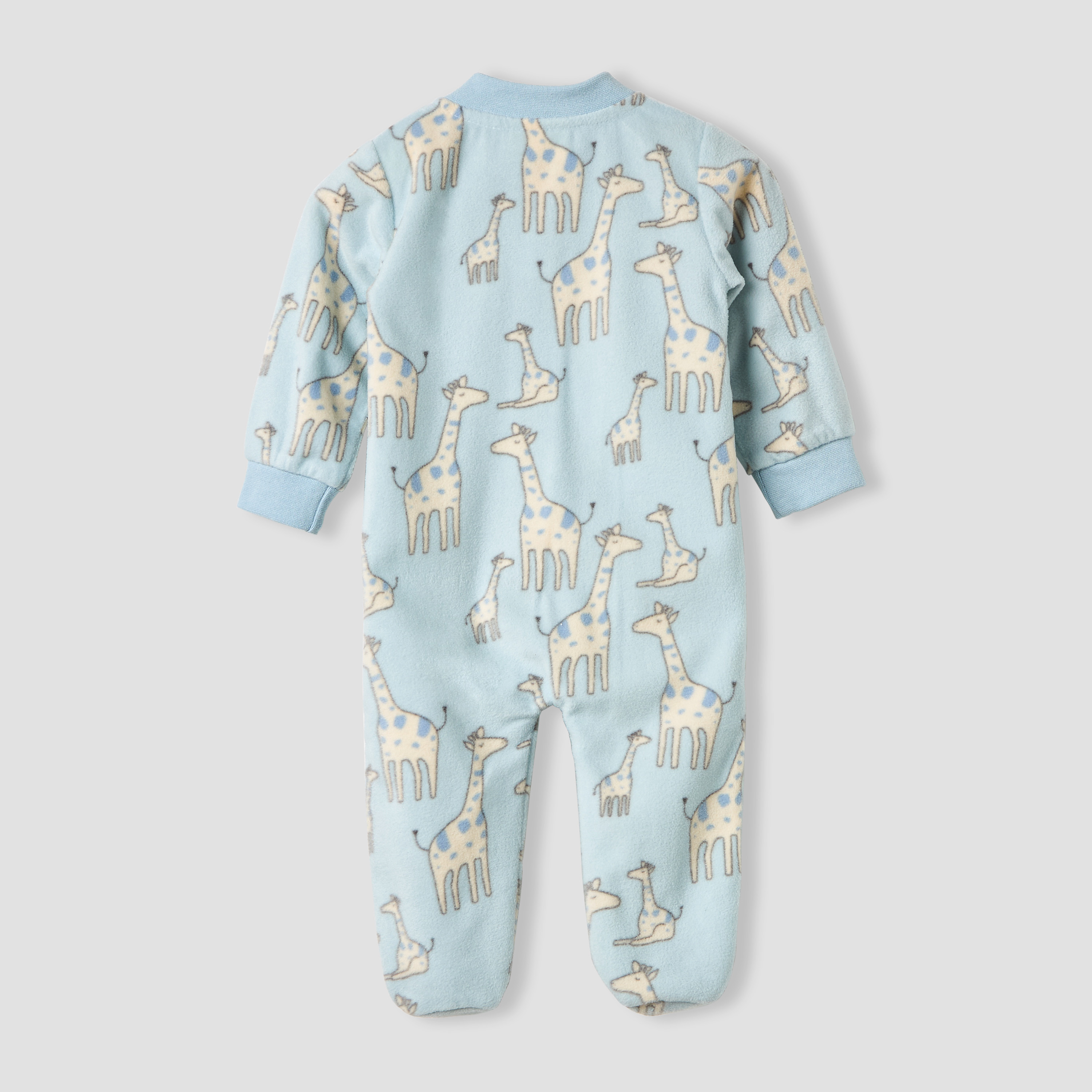 Juniors Giraffe Print Fleece Sleepsuit with Long Sleeves-baby-boys-clothing-nightwear-sleepsuits-image-2
