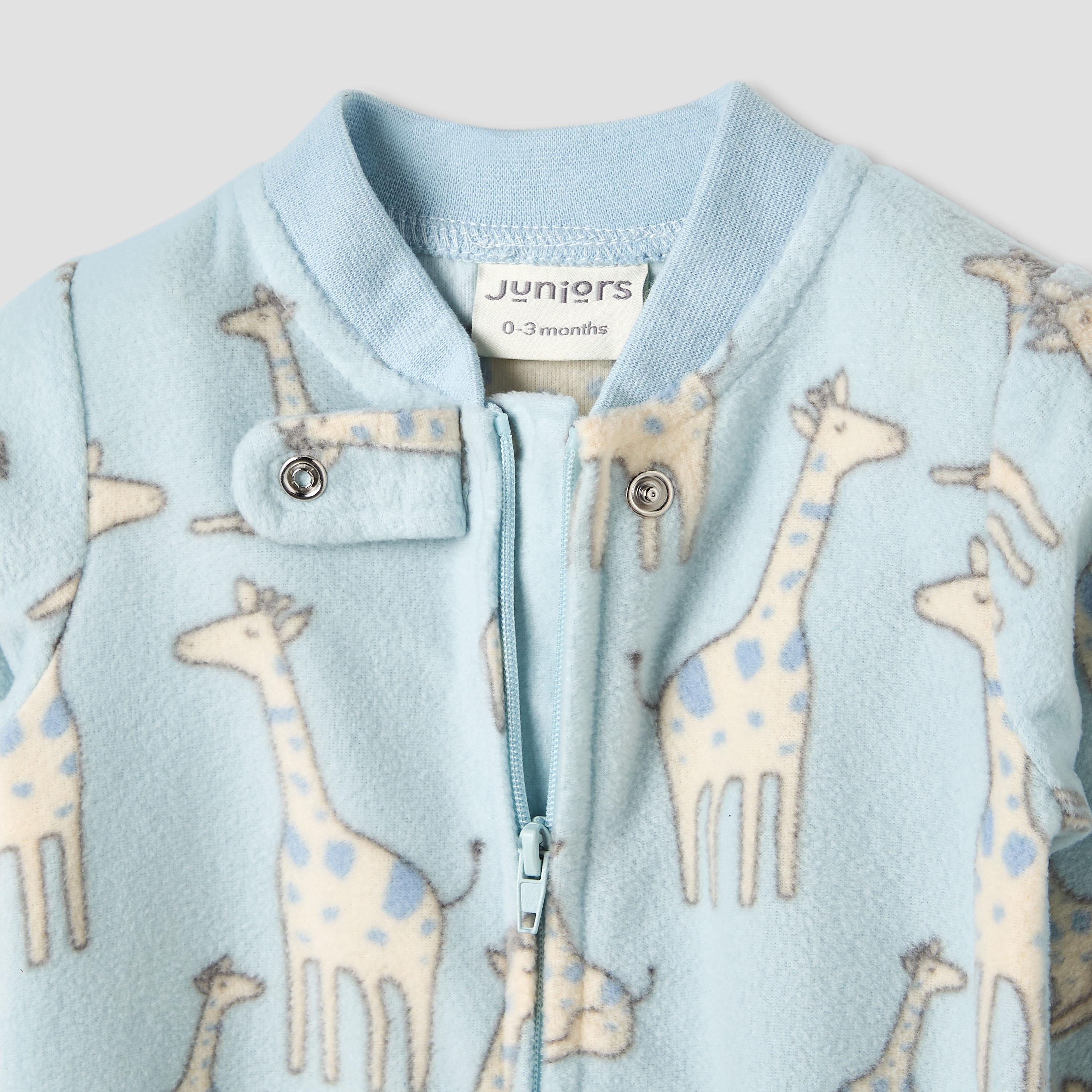 Juniors Giraffe Print Fleece Sleepsuit with Long Sleeves-baby-boys-clothing-nightwear-sleepsuits-image-3