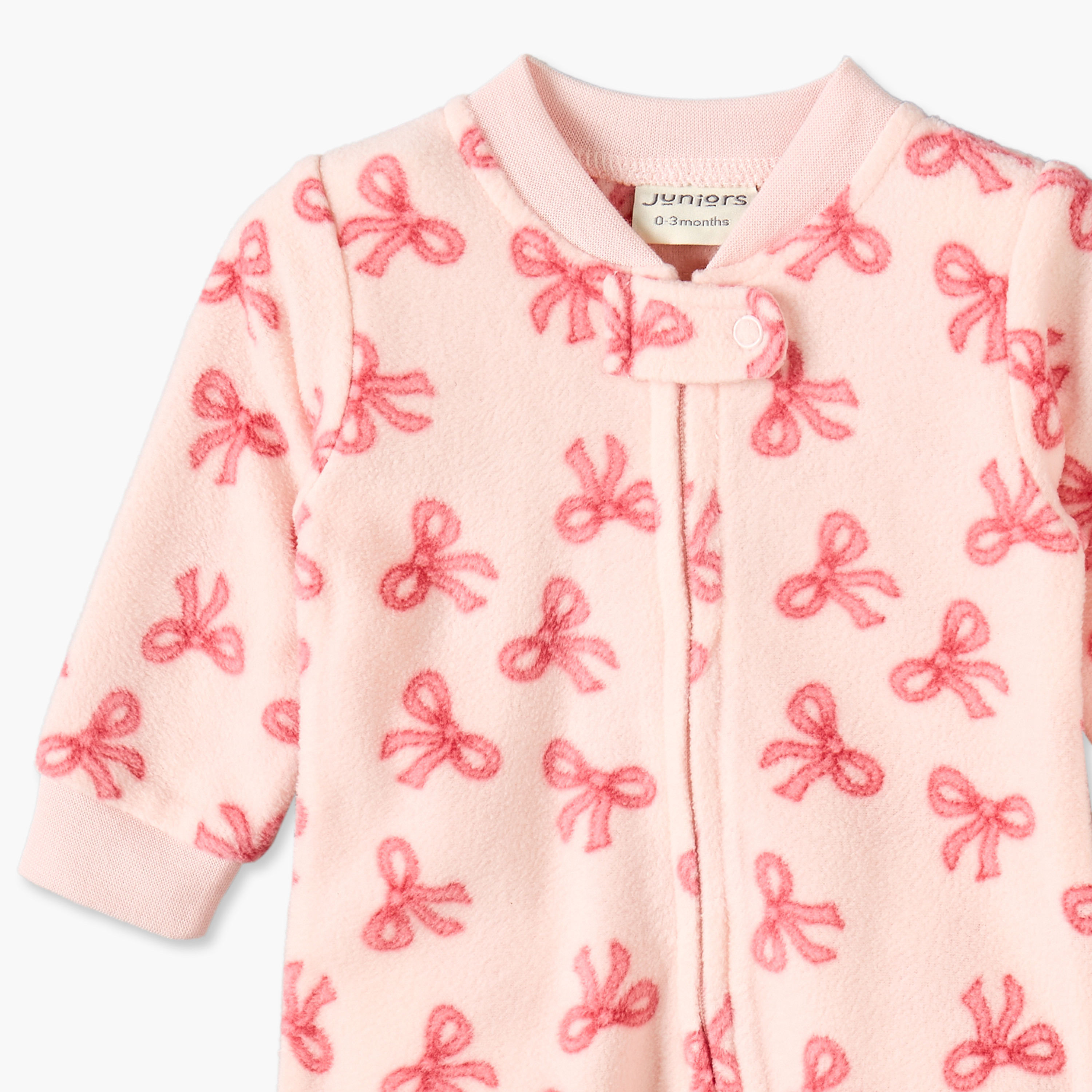 بدلة نوم صوف برقبة ضيقة وأكمام طويلة وطبعات فيونكة من جونيورز-baby-girls-clothing-nightwear-sleepsuits-image-3