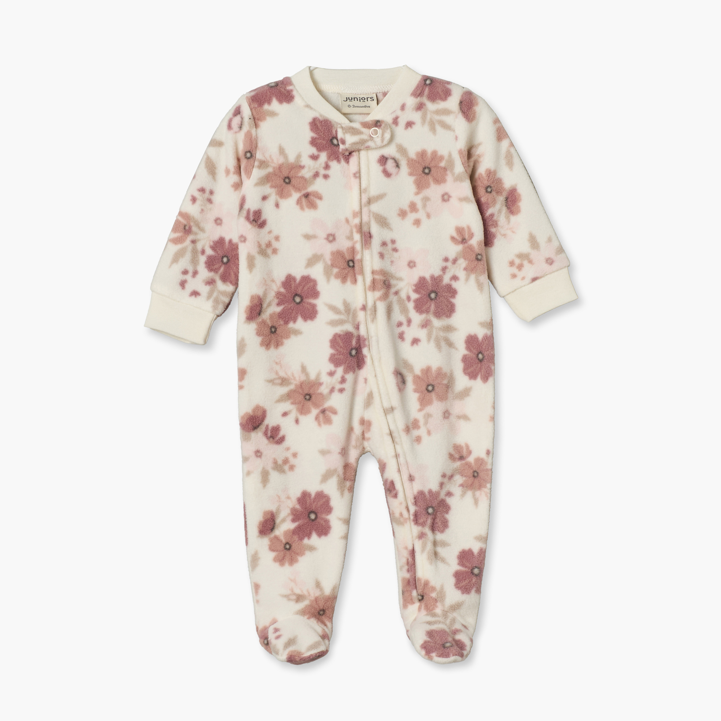 Juniors Mandarin Collar Neck Long Sleeves Sleepsuit with Floral Print-baby-girls-clothing-nightwear-sleepsuits-image-2