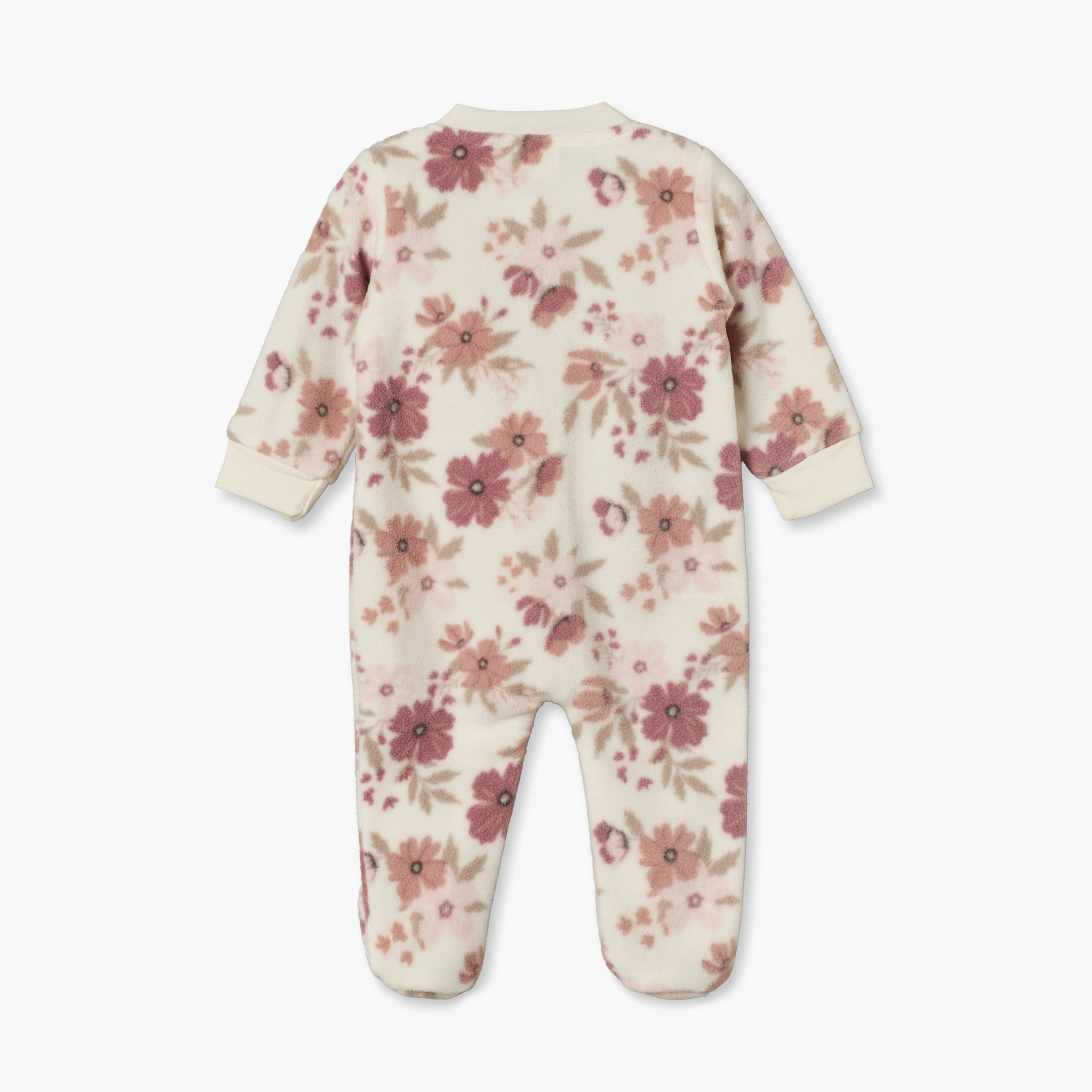 Juniors Mandarin Collar Neck Long Sleeves Sleepsuit with Floral Print-baby-girls-clothing-nightwear-sleepsuits-image-3