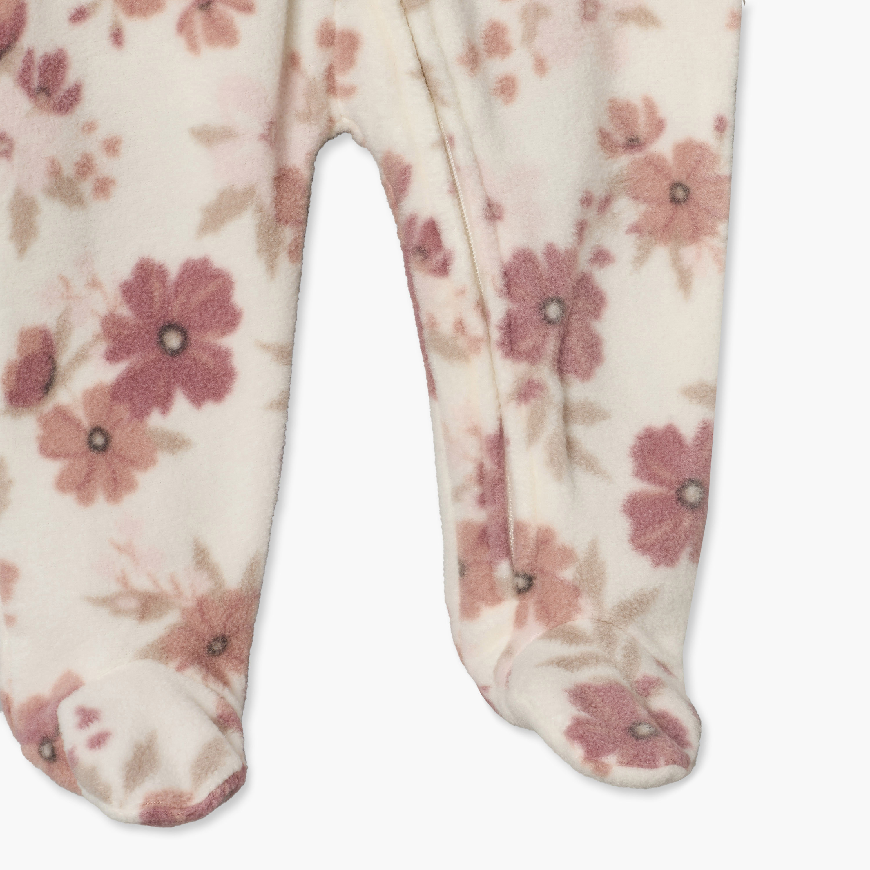 Juniors Mandarin Collar Neck Long Sleeves Sleepsuit with Floral Print-baby-girls-clothing-nightwear-sleepsuits-image-5