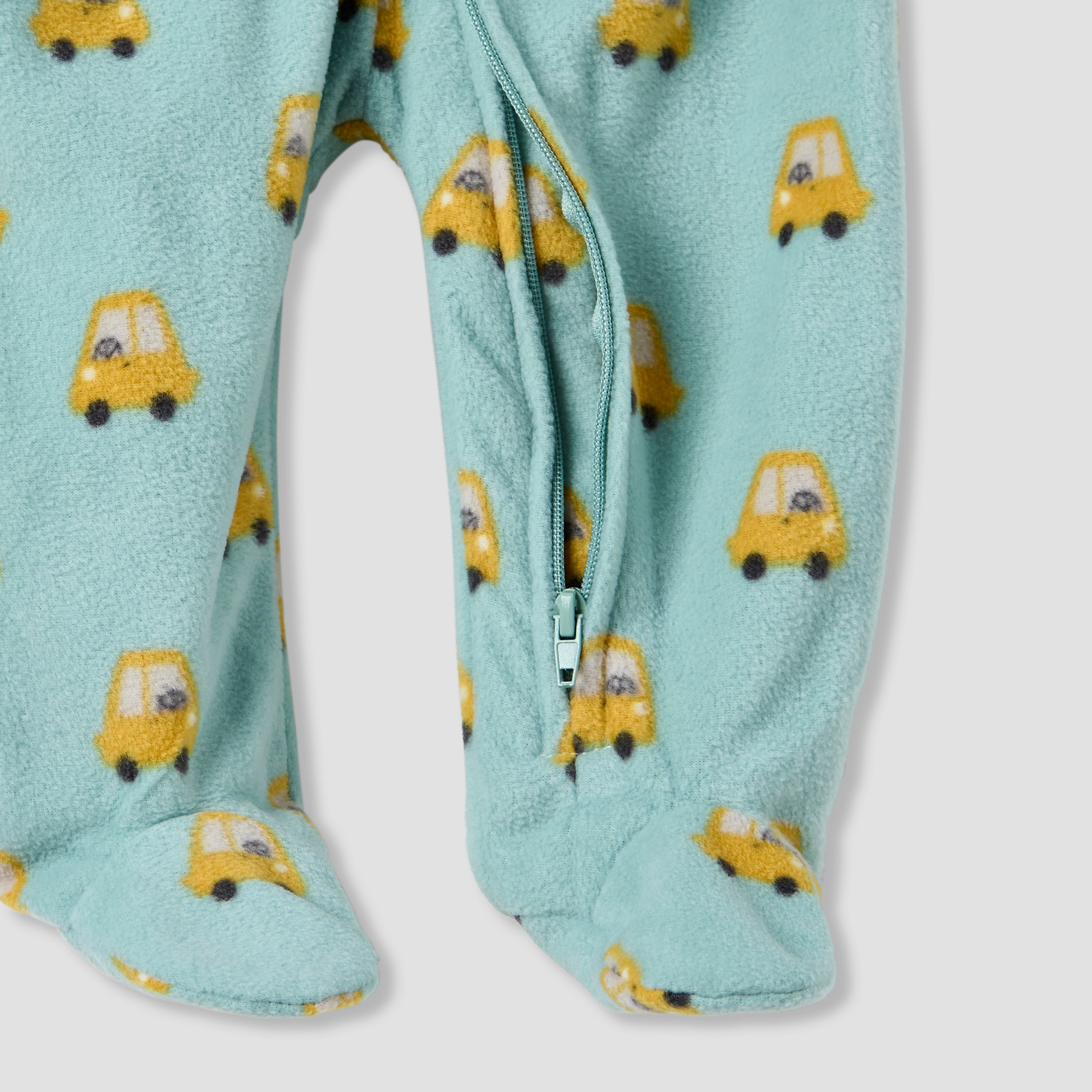 Juniors Car Print Fleece Sleepsuit with Long Sleeves-baby-boys-clothing-winterwear-sleepsuits-image-4
