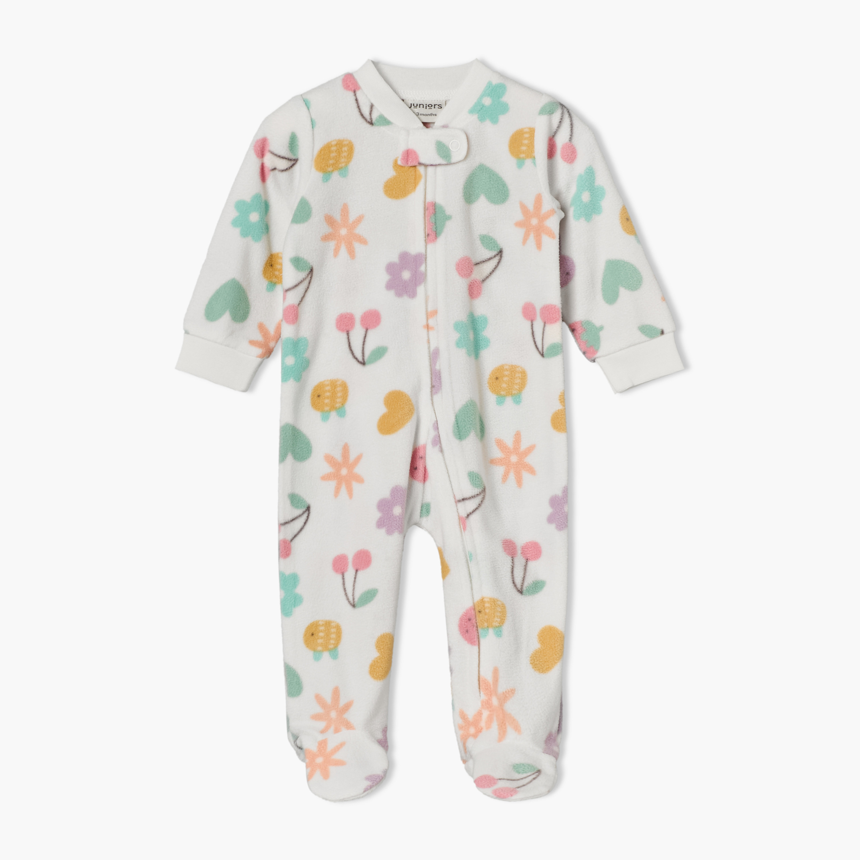 بدلة نوم صوف بطبعات أزهار وأكمام طويلة وياقة ماندارين من جونيورز-baby-girls-clothing-nightwear-sleepsuits-image-2