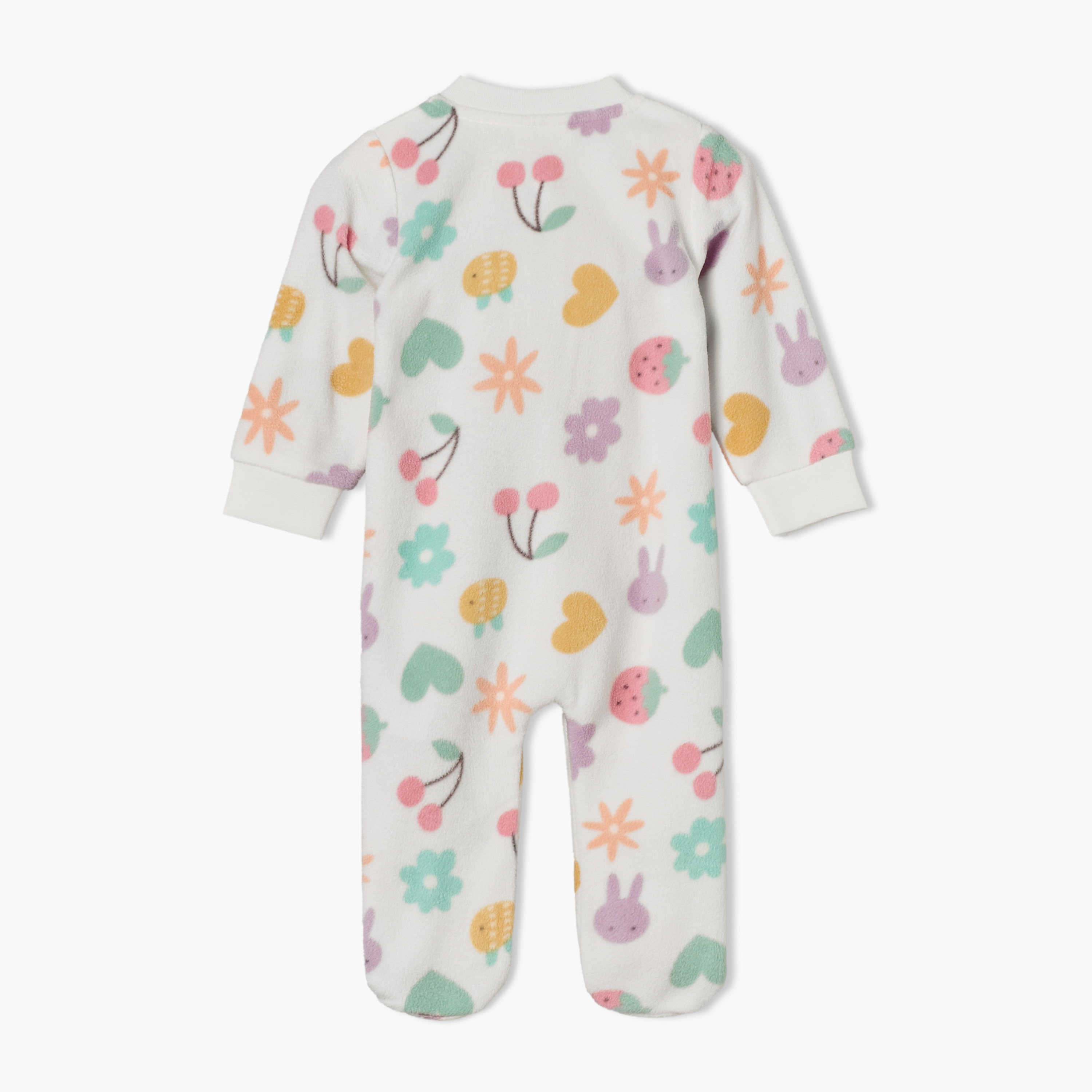 بدلة نوم صوف بطبعات أزهار وأكمام طويلة وياقة ماندارين من جونيورز-baby-girls-clothing-nightwear-sleepsuits-image-3