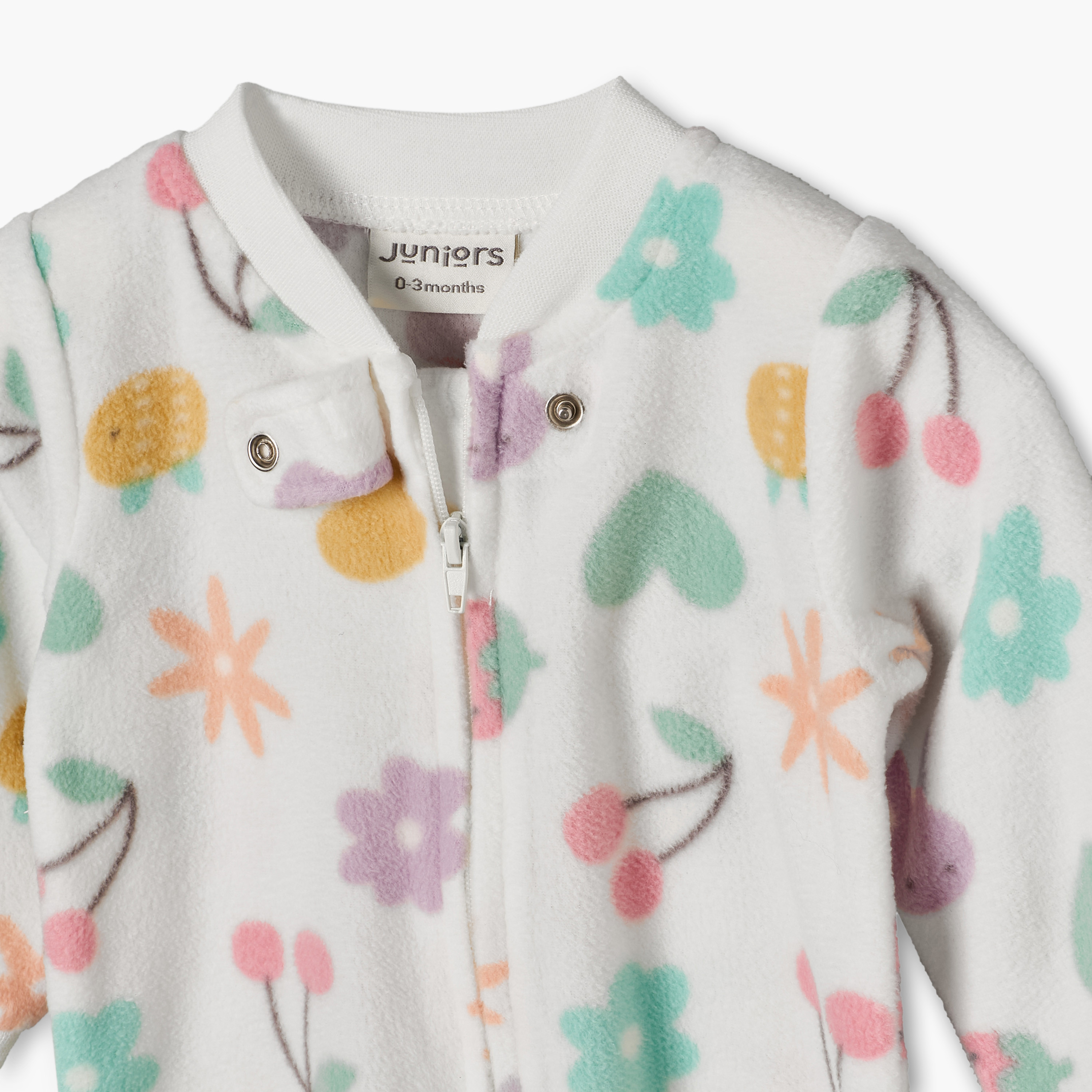 بدلة نوم صوف بطبعات أزهار وأكمام طويلة وياقة ماندارين من جونيورز-baby-girls-clothing-nightwear-sleepsuits-image-4
