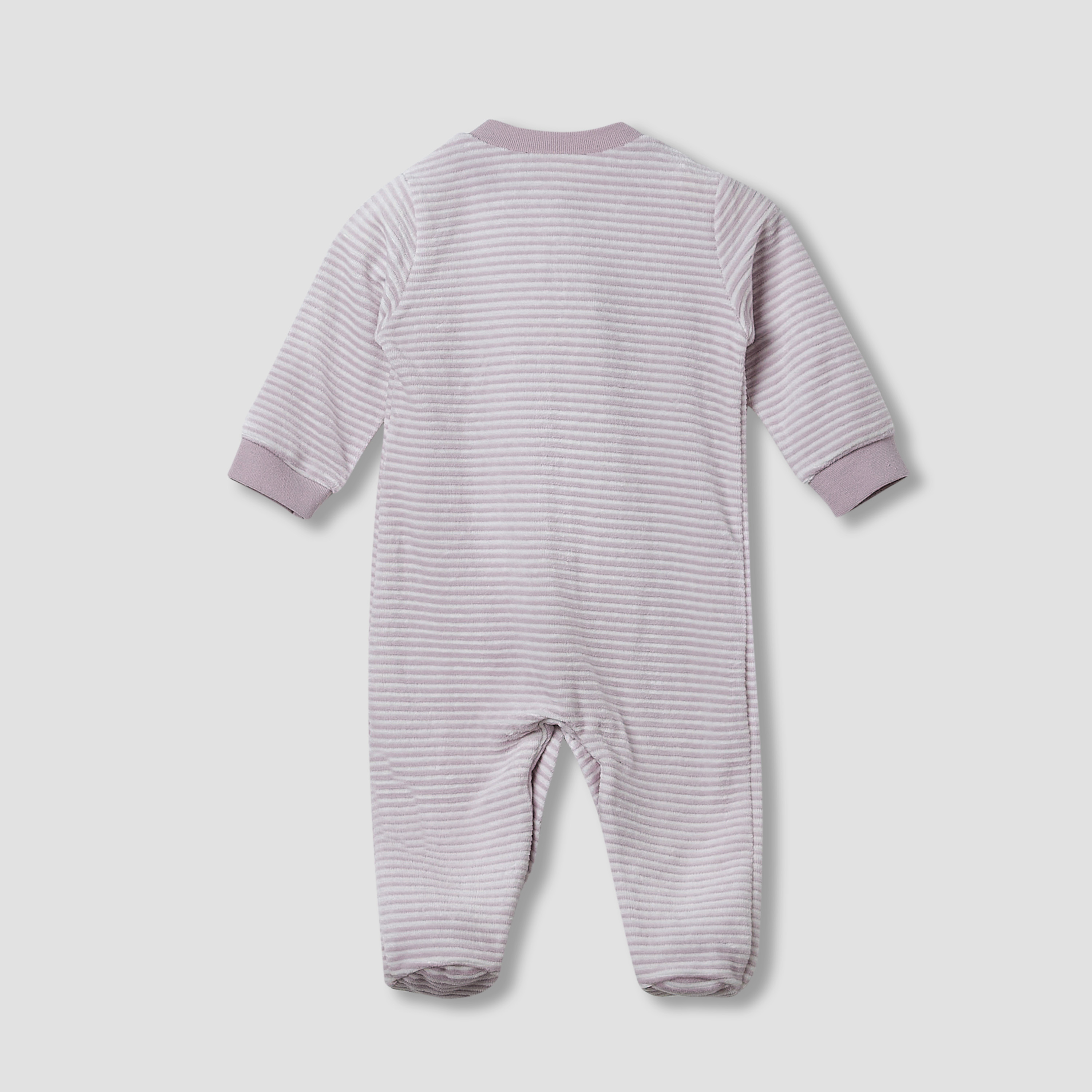 Juniors Round Neck Sleepsuit with Stripes - Cotton Blend - Long Sleeves-baby-girls-clothing-nightwear-sleepsuits-image-2