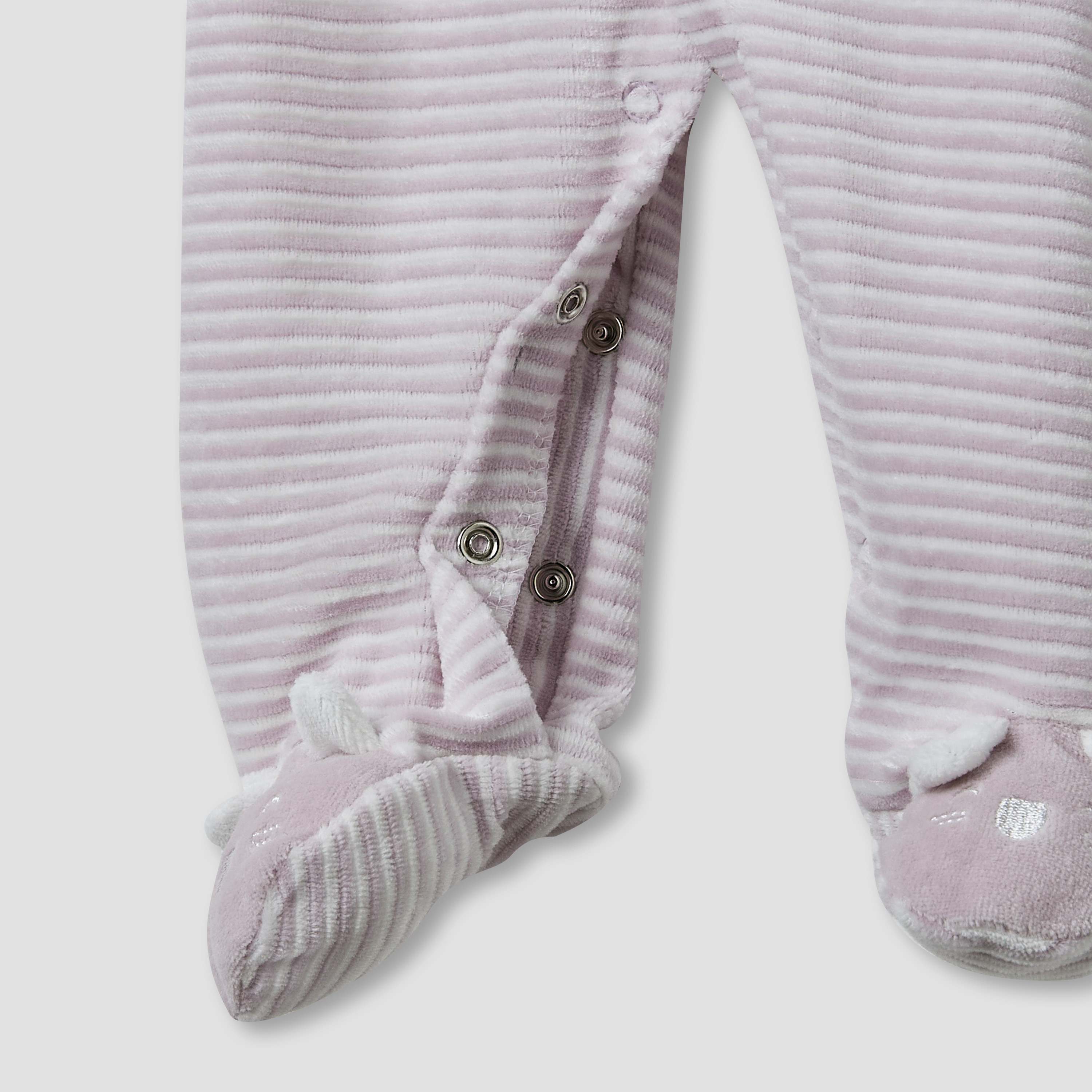 Juniors Round Neck Sleepsuit with Stripes - Cotton Blend - Long Sleeves-baby-girls-clothing-nightwear-sleepsuits-image-4