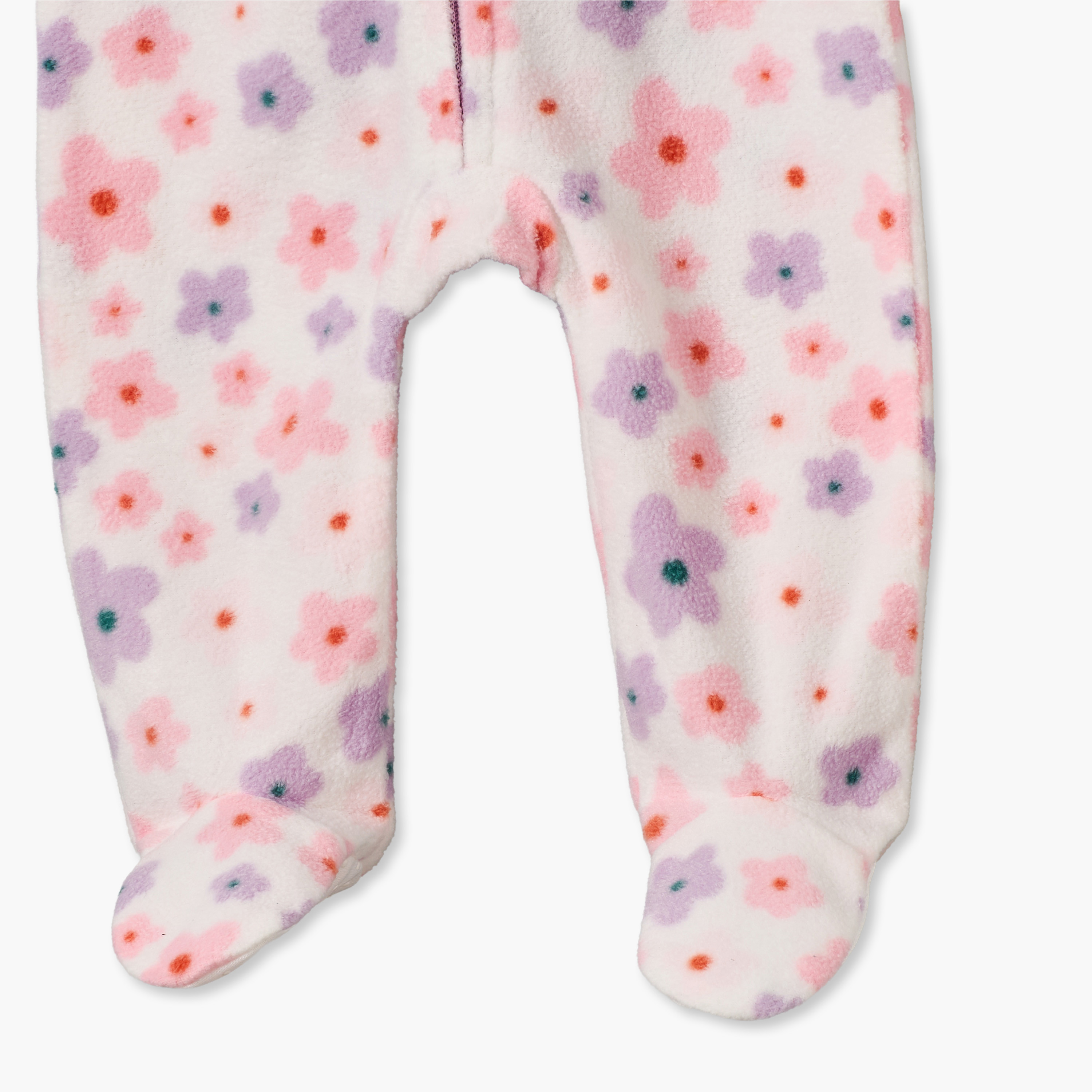 طقم بدل نوم من الفليس بياقة مستديرة وأكمام طويلة بسحاب إغلاق من جونيورز - قطعتين-baby-girls-clothing-nightwear-sleepsuits-image-5