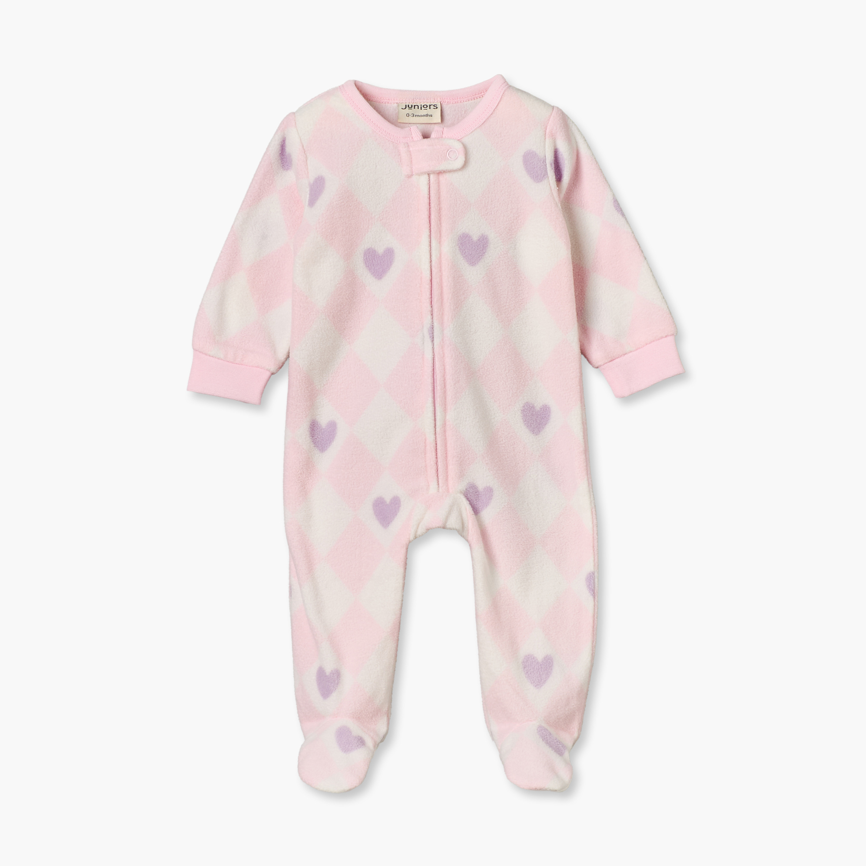 طقم بدل نوم من الفليس بياقة مستديرة وأكمام طويلة بسحاب إغلاق من جونيورز - قطعتين-baby-girls-clothing-nightwear-sleepsuits-image-6