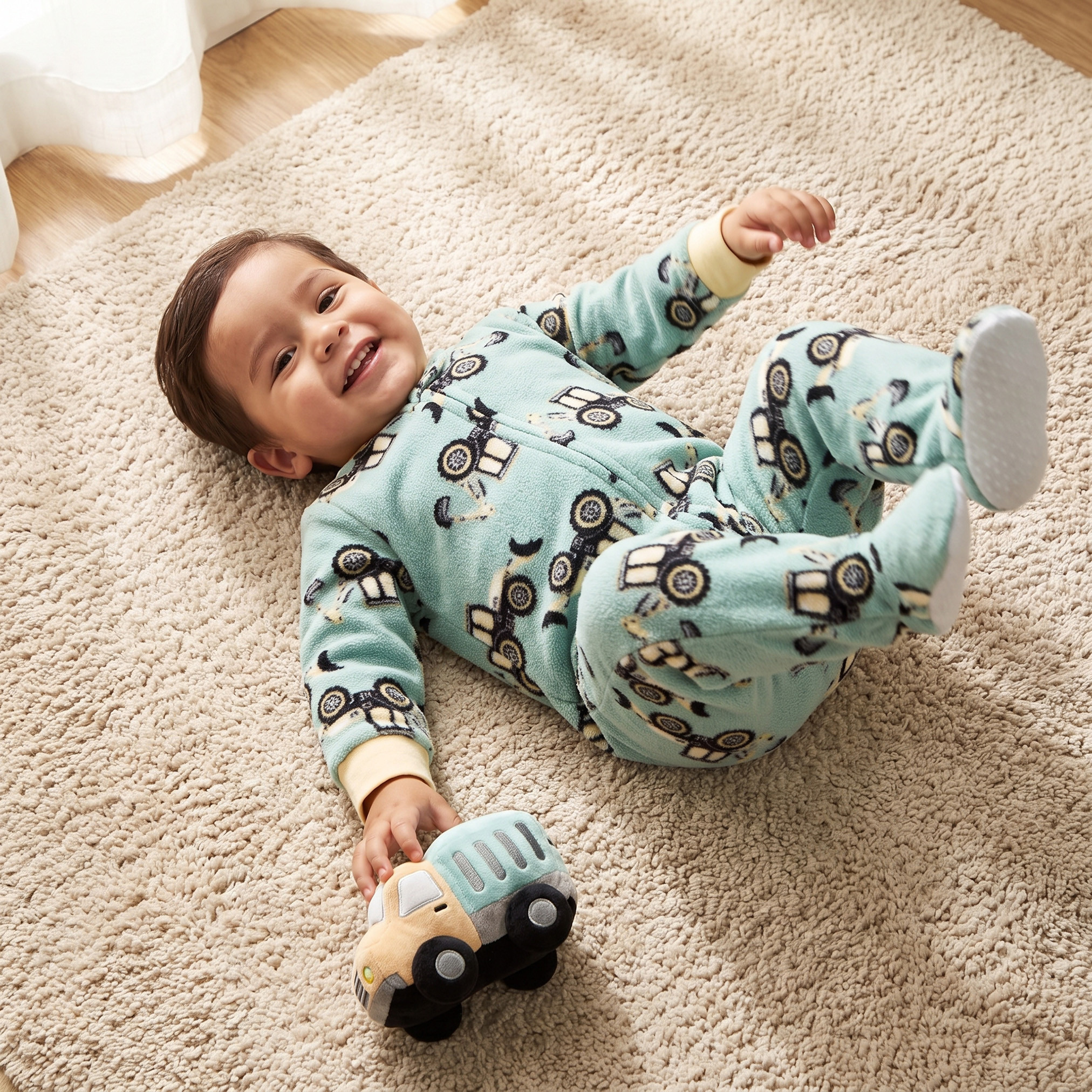 بدلات نوم بطبعات معدات بناء وياقة مستديرة وأكمام طويلة من جونيورز - عبوة من قطعتين-baby-boys-clothing-nightwear-sleepsuits-image-2