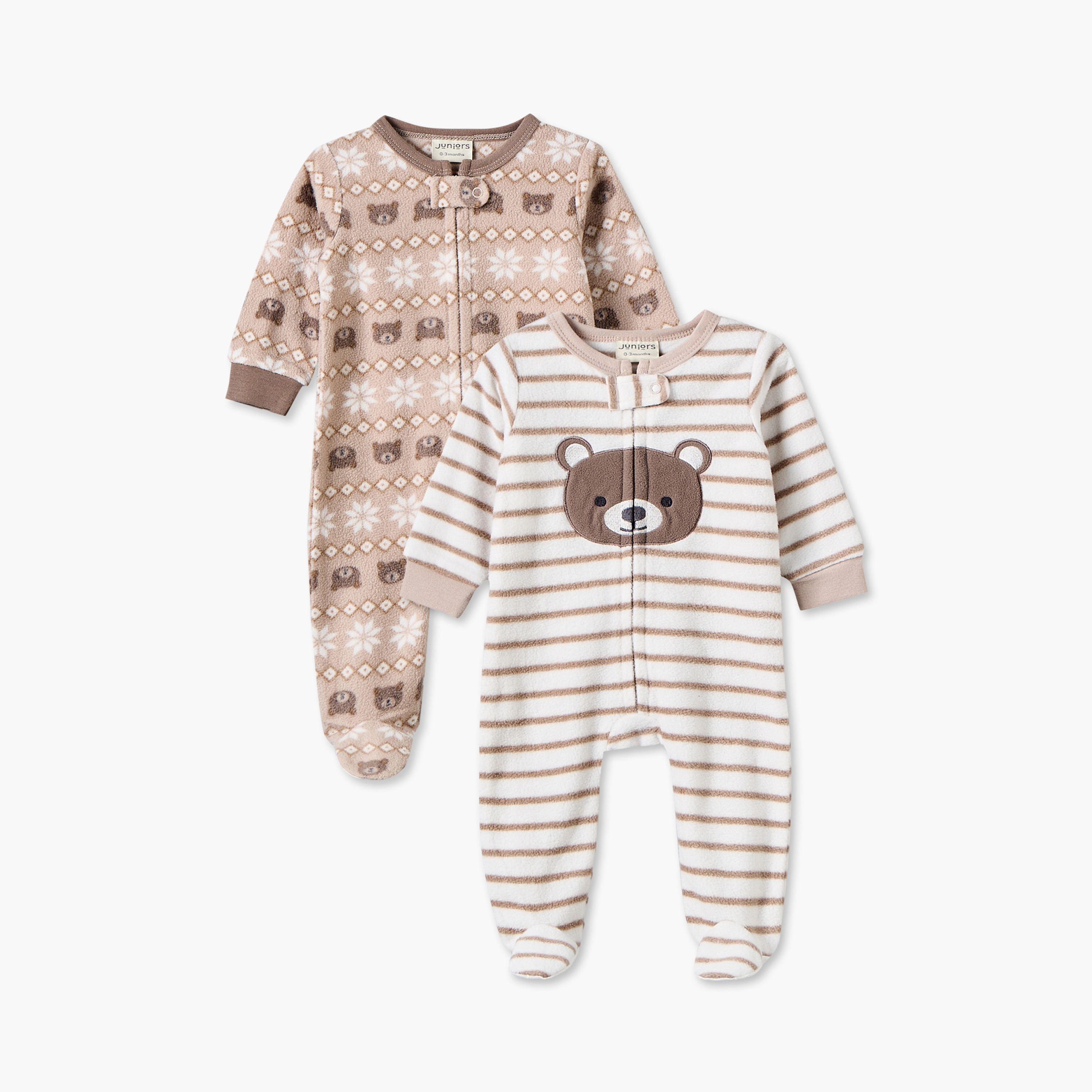 بدلة نوم بياقة ضيقة وأكمام طويلة وطبعات من جونيورز - عبوة من قطعتين-baby-boys-clothing-nightwear-sleepsuits-image-1
