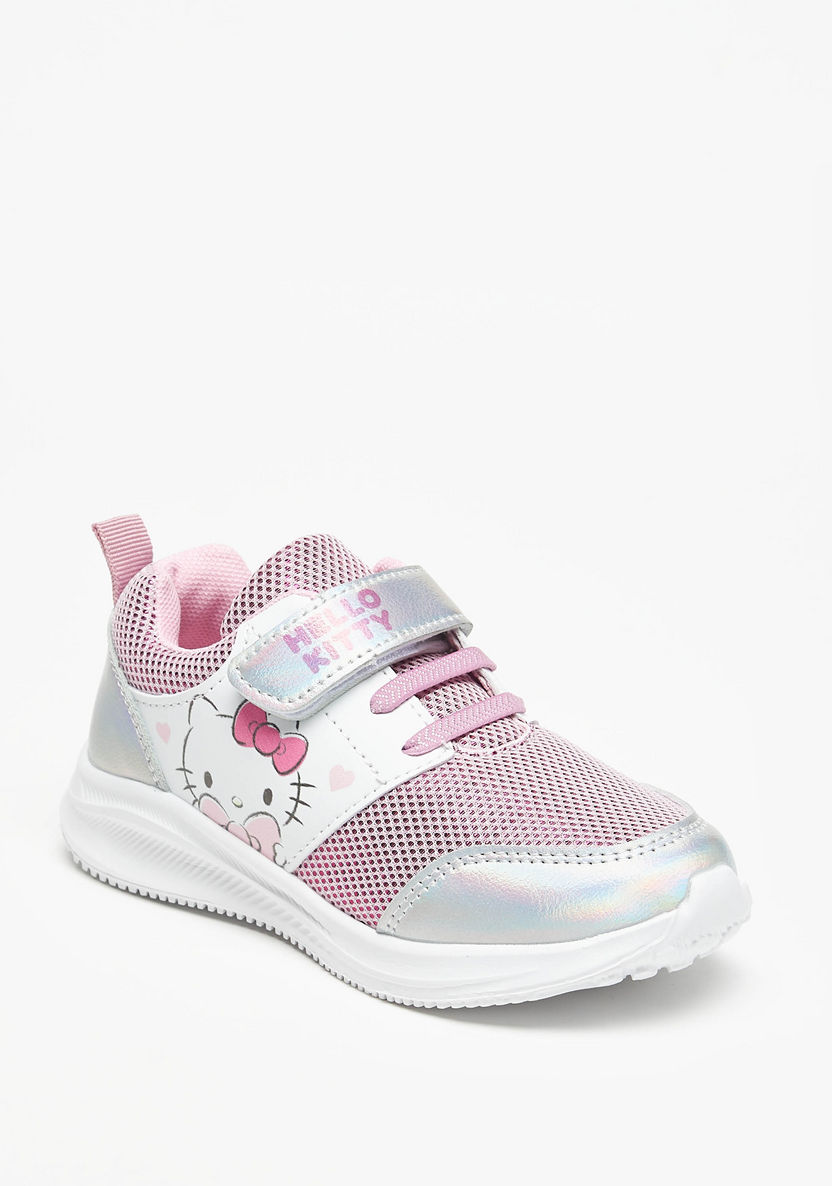 Hello Kitty Print Sneakers with Hook and Loop Closure-Girl%27s Sneakers-image-0